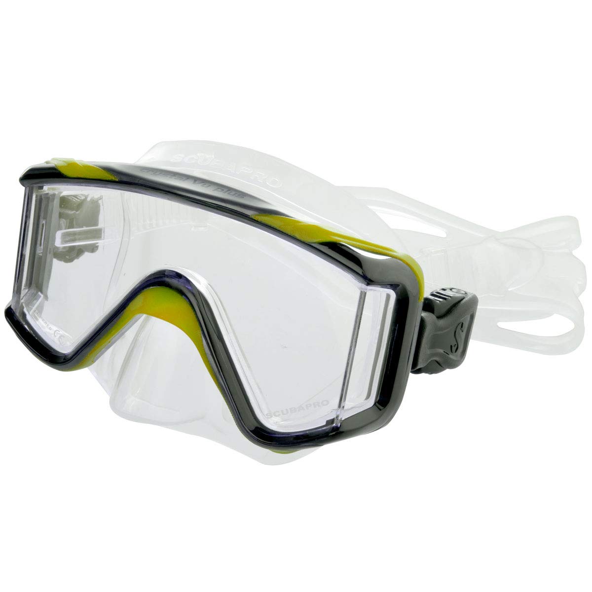 ScubaPro Crystal VU Plus Dive Mask - Premium Low Volume Snorkeling & Scuba Mask with Wide View Lens (Yellow) - Perfect for Underwater Exploration, Coral Reef Viewing, and Marine Life Observation