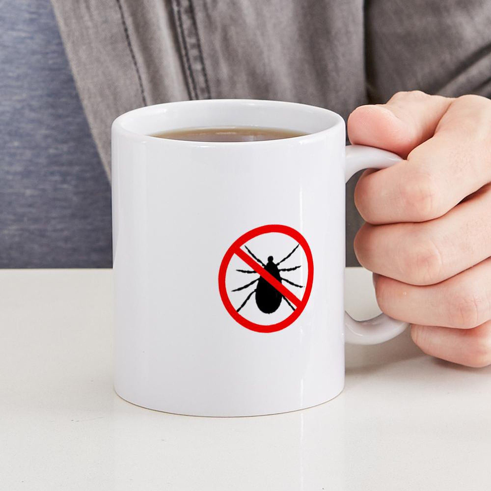 No Ticks 11 oz (325 ml) Ceramic Coffee Mug - Funny Sarcastic Novelty Cup for Office, Home & Camping Use