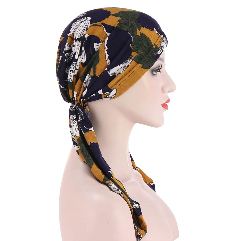 Qhome Women's Stretchy Pre-Tied Head Scarf - Soft Chemo Head Wrap for Hair Loss, Cancer Patients & Fashion - Perfect for Daily Wear, Chemotherapy, Outdoor Activities & Head Covering
