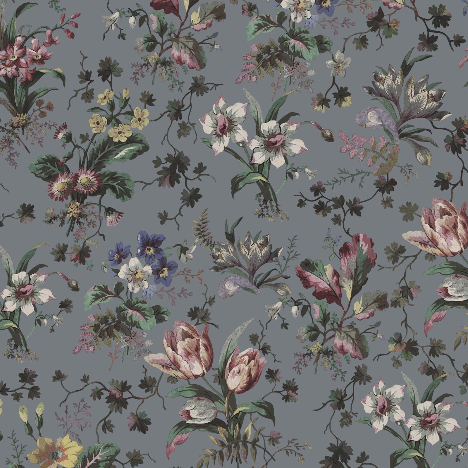 TULIPA Metallic Peel and Stick Wallpaper - Pewter Sample | Self-Adhesive Removable Wallpaper for Bedroom, Living Room, and Office Decor