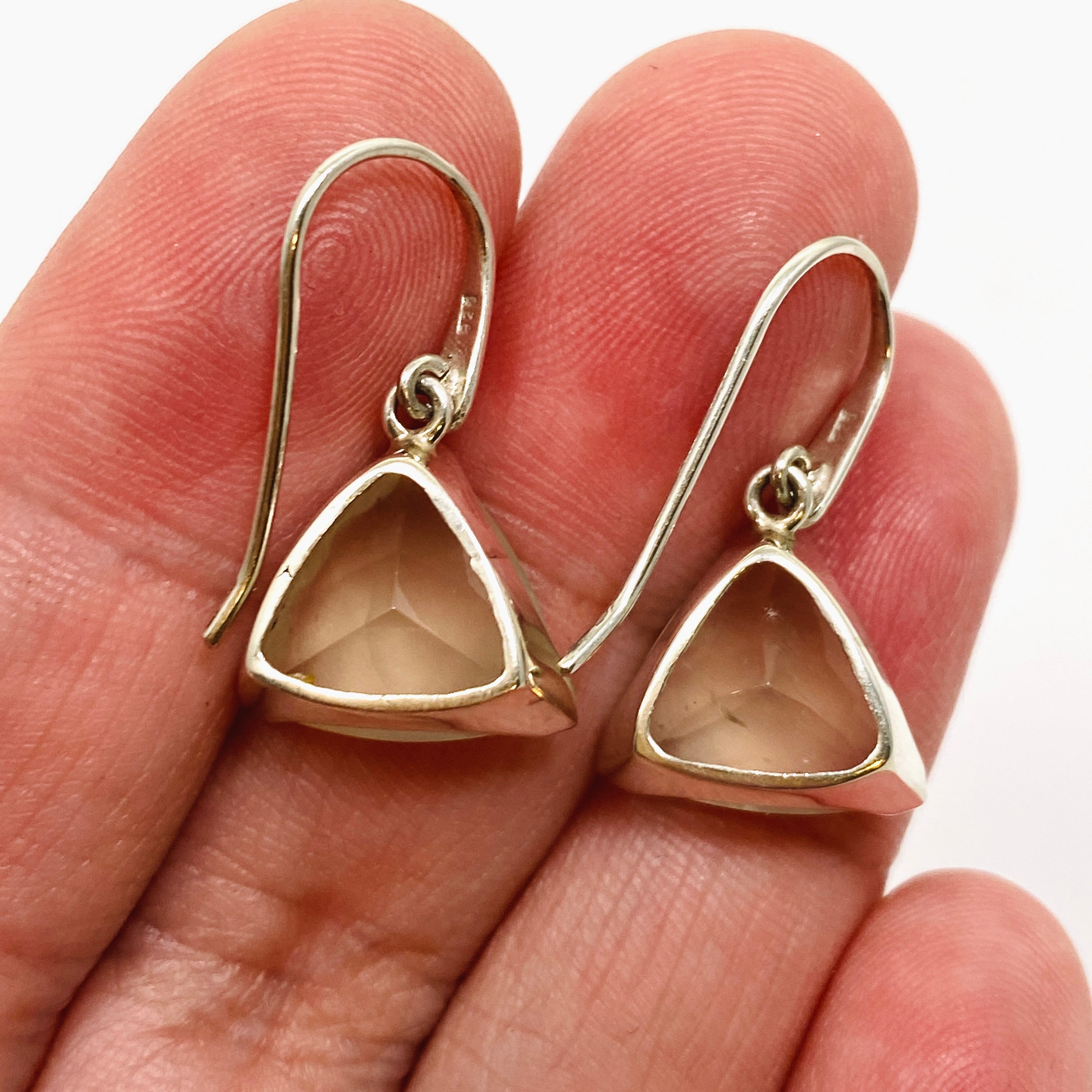 Prehnite Triangular Faceted Earrings for Women - Dainty Gold Geometric Stud Earrings - Perfect for Everyday Wear, Office & Special Occasions