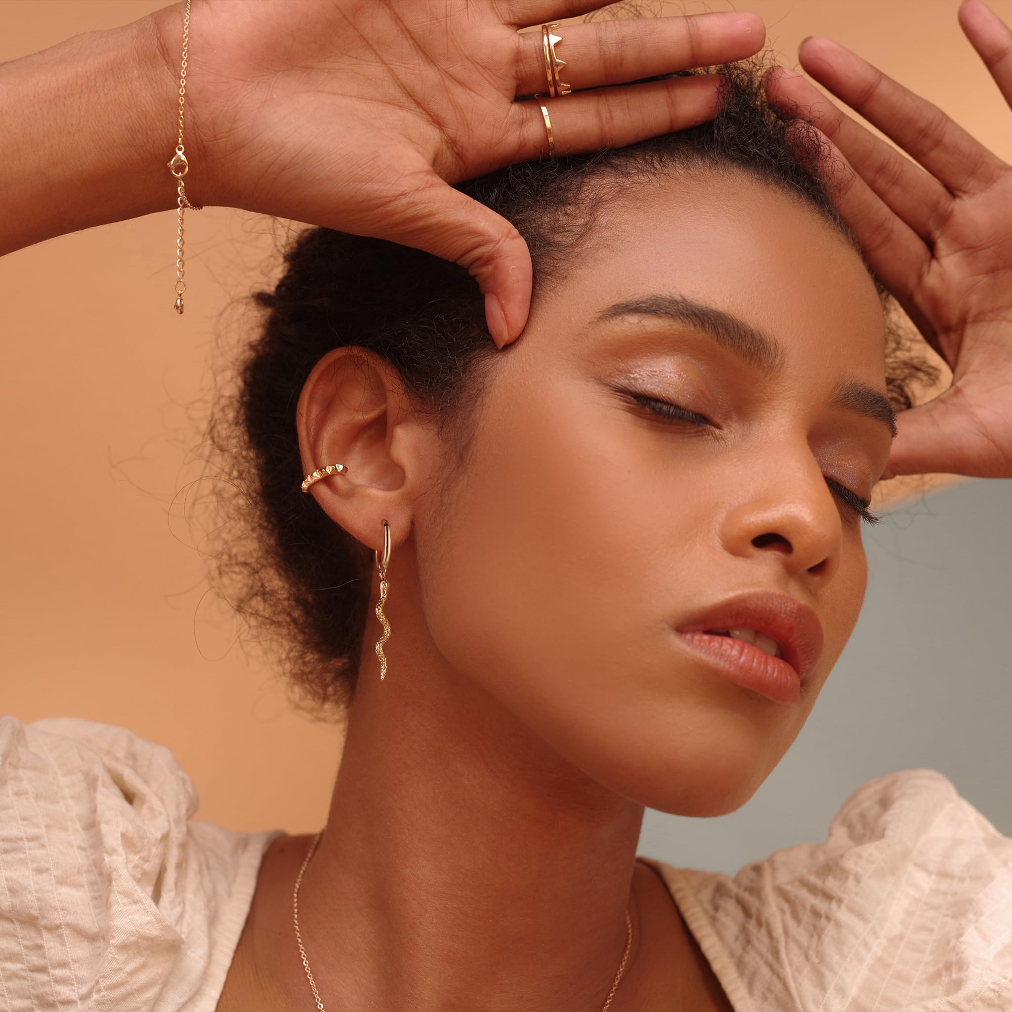 FETTERO 14K Gold Plated Hoop Dangle Earrings - Lightweight Drop Huggie Hoops for Women | Hypoallergenic & Dainty Everyday Jewelry | Perfect for Office, Date Night & Special Occasions