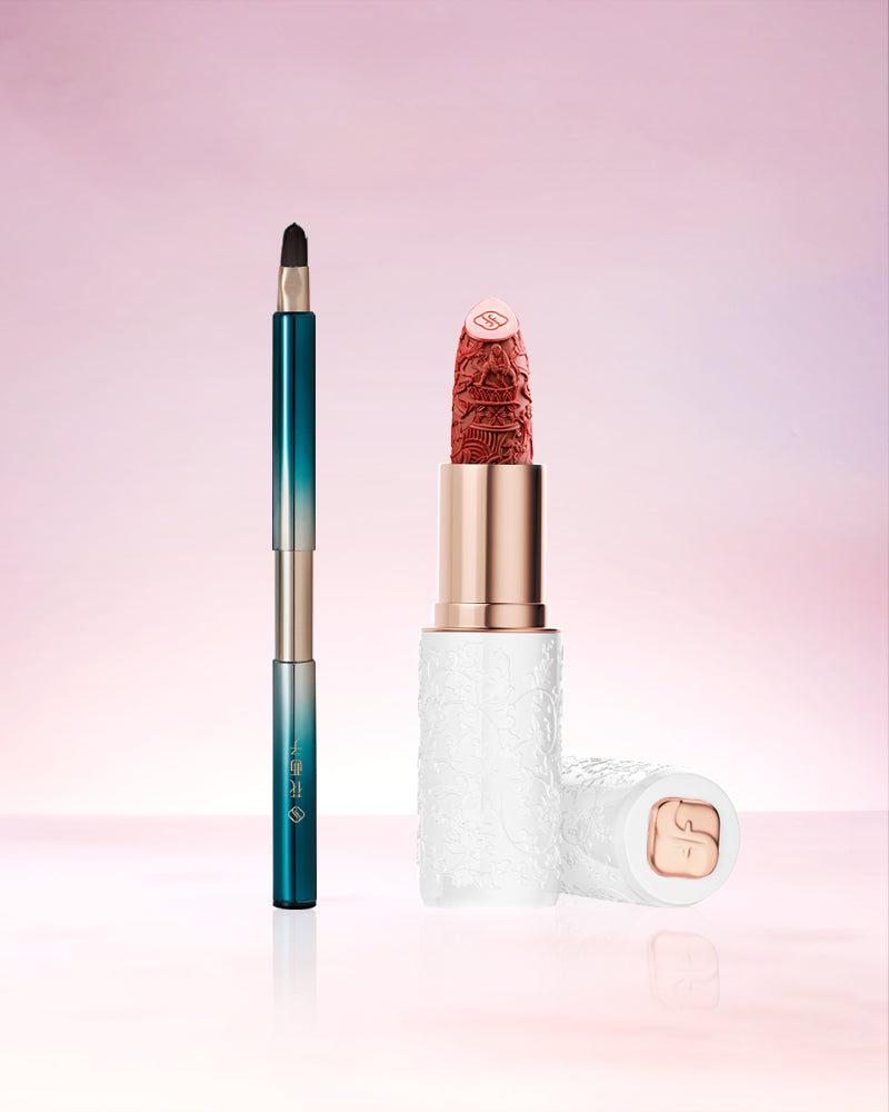 Premium Porcelain Lipstick Set with Lip Brush - Long Lasting Matte & Glossy Finish - Perfect for Daily Wear, Parties & Special Occasions