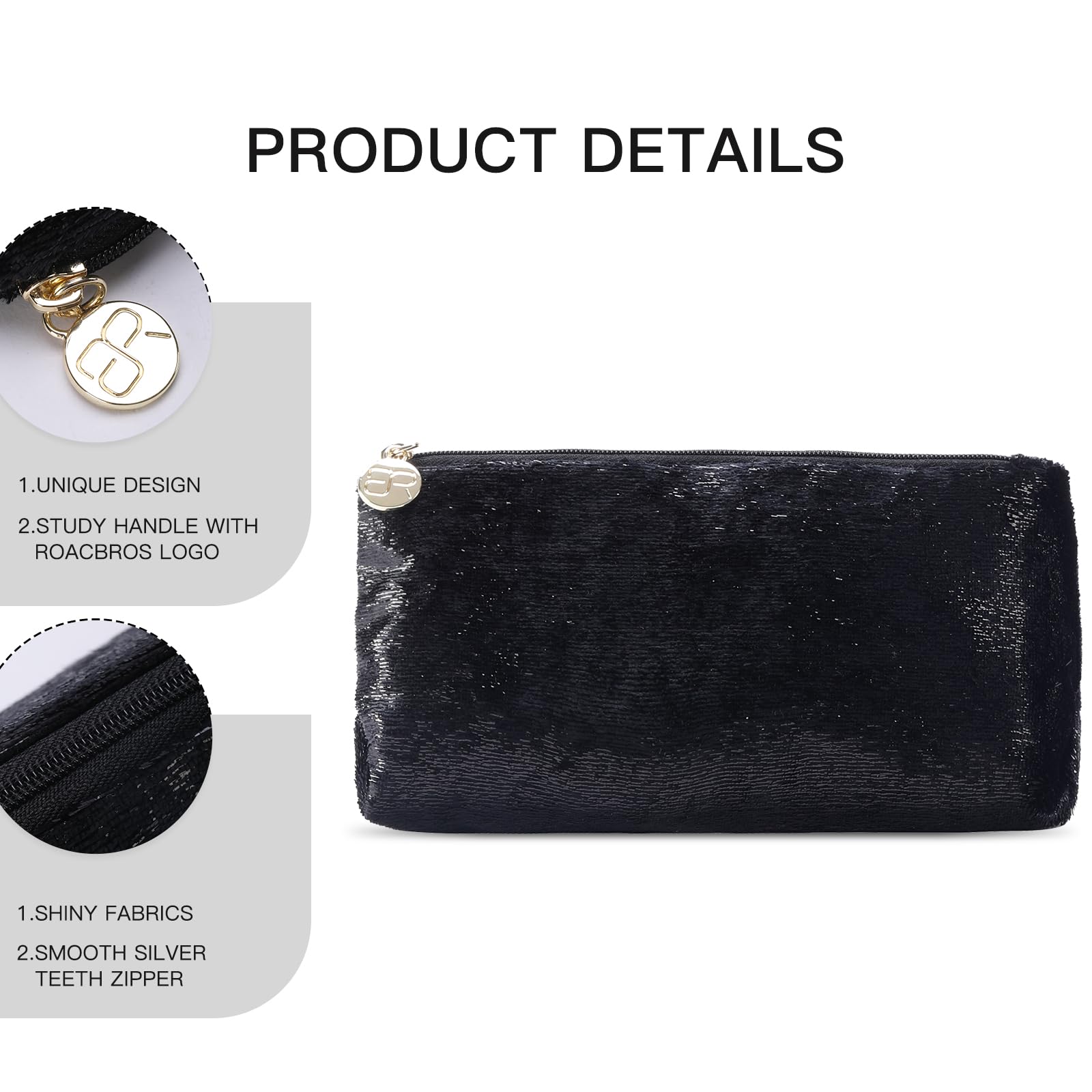 Small Black Makeup Bag for Women - Travel Cosmetic Pouch for Purse & Accessories | Cute Organizer for Toiletries, Makeup, Jewelry & Essentials - Perfect for Travel, Gym, Work & Daily Use
