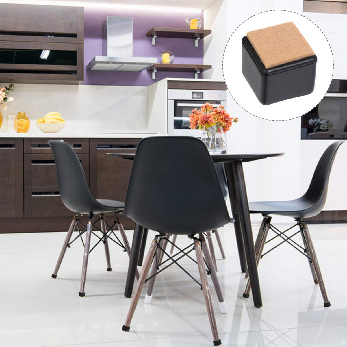 Hemoton 20-Piece Furniture Floor Protectors - Non-Slip Chair & Table Leg Caps, Noise Reducing Felt Pads for Hardwood Floors & Tile - Perfect for Dining Chairs, Office Desks & Home Furniture Protection
