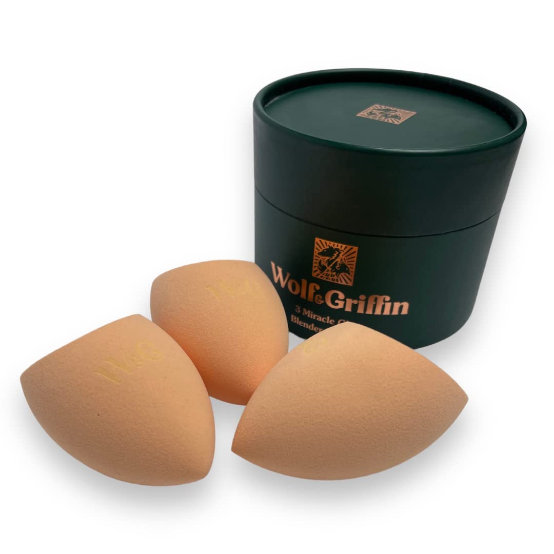 Wolf & Griffin Beauty Blender Set - 3 Makeup Sponges for Flawless Foundation, Perfect for Daily Makeup & Travel