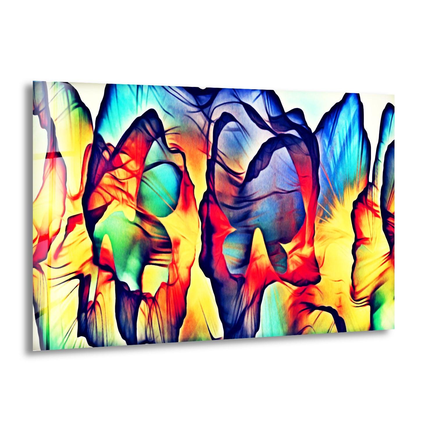 Vibrant Abstract Glass Wall Art - Handmade Modern Home Decor for Living Room, Bedroom & Office - Unique Colorful Design for Stylish Interior Spaces