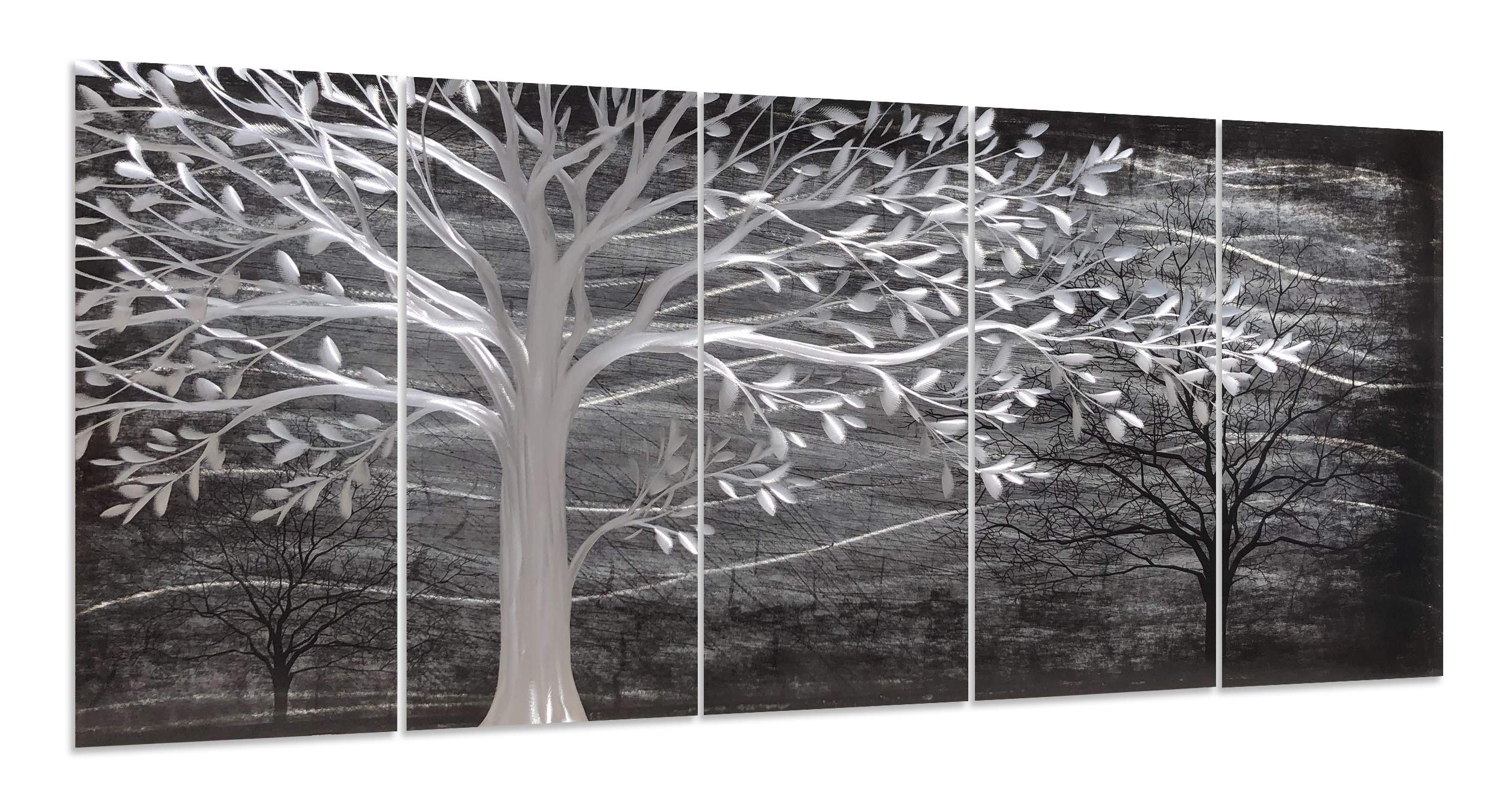 Yihui Arts Modern Abstract Metal Tree Wall Decor - Handcrafted Aluminum Nature Landscape Art for Living Room, Bedroom & Dining Room - Perfect for Home & Office Decor