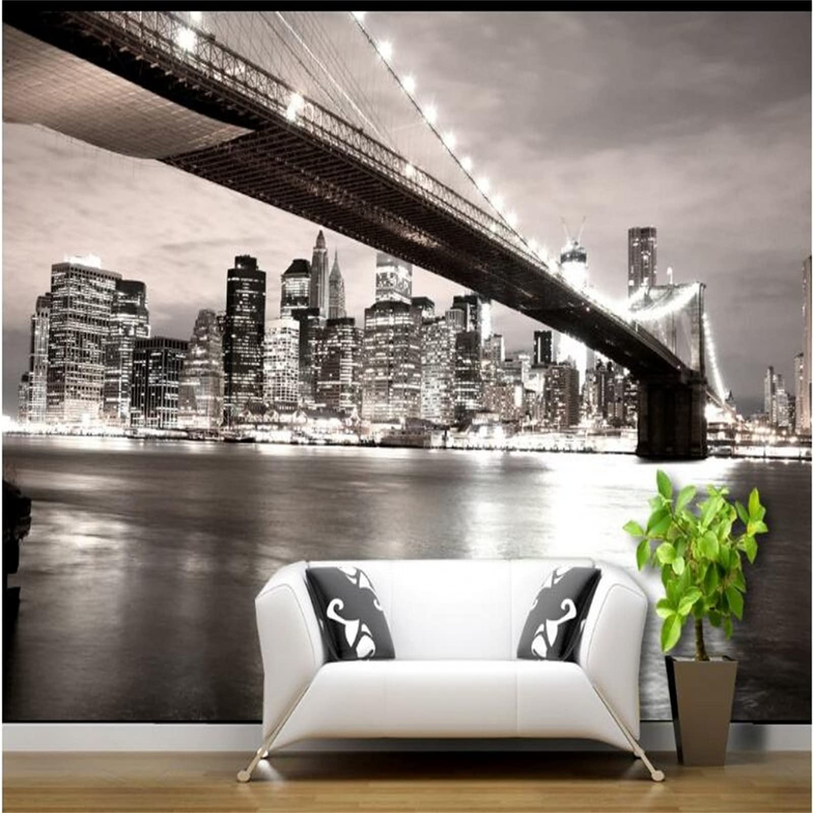 3D Black and White Night Scene Wallpaper - Removable High Resolution Self-Adhesive Mural for Dining Room, Living Room & Sofa Background Wall (122
