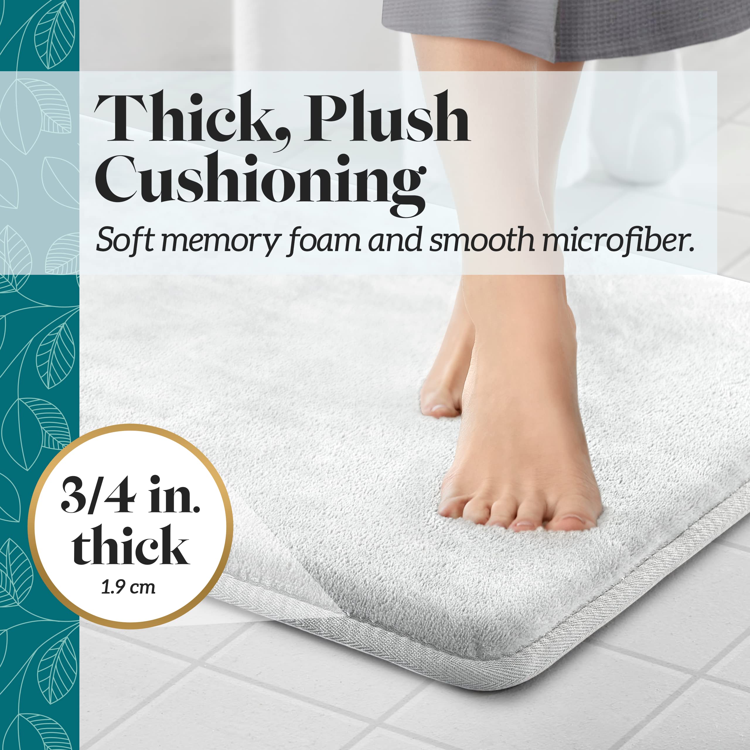 Premium Non-Slip Memory Foam Bath Mat - Ultra Absorbent & Super Soft Velvet Bathroom Rug (20