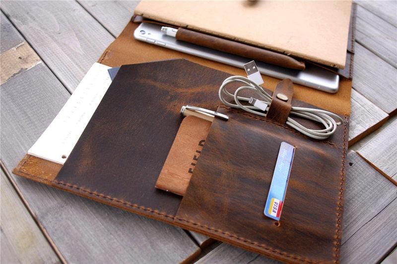 Personalized Rustic Leather iPad Air Case Cover - Handmade Genuine Leather Protective Sleeve for iPad Air 4th/5th Gen | Perfect for Work, Travel & Everyday Use