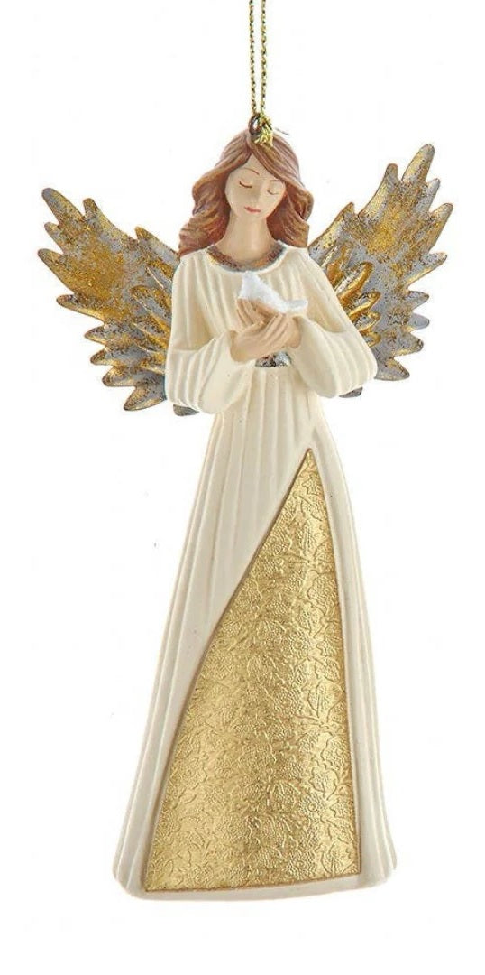5.3 Inch Gold Angel Ornament - Elegant Christmas Tree Decor, Holiday Home Decoration, Gift for Family & Friends - Perfect for Christmas, Weddings, and Special Occasions