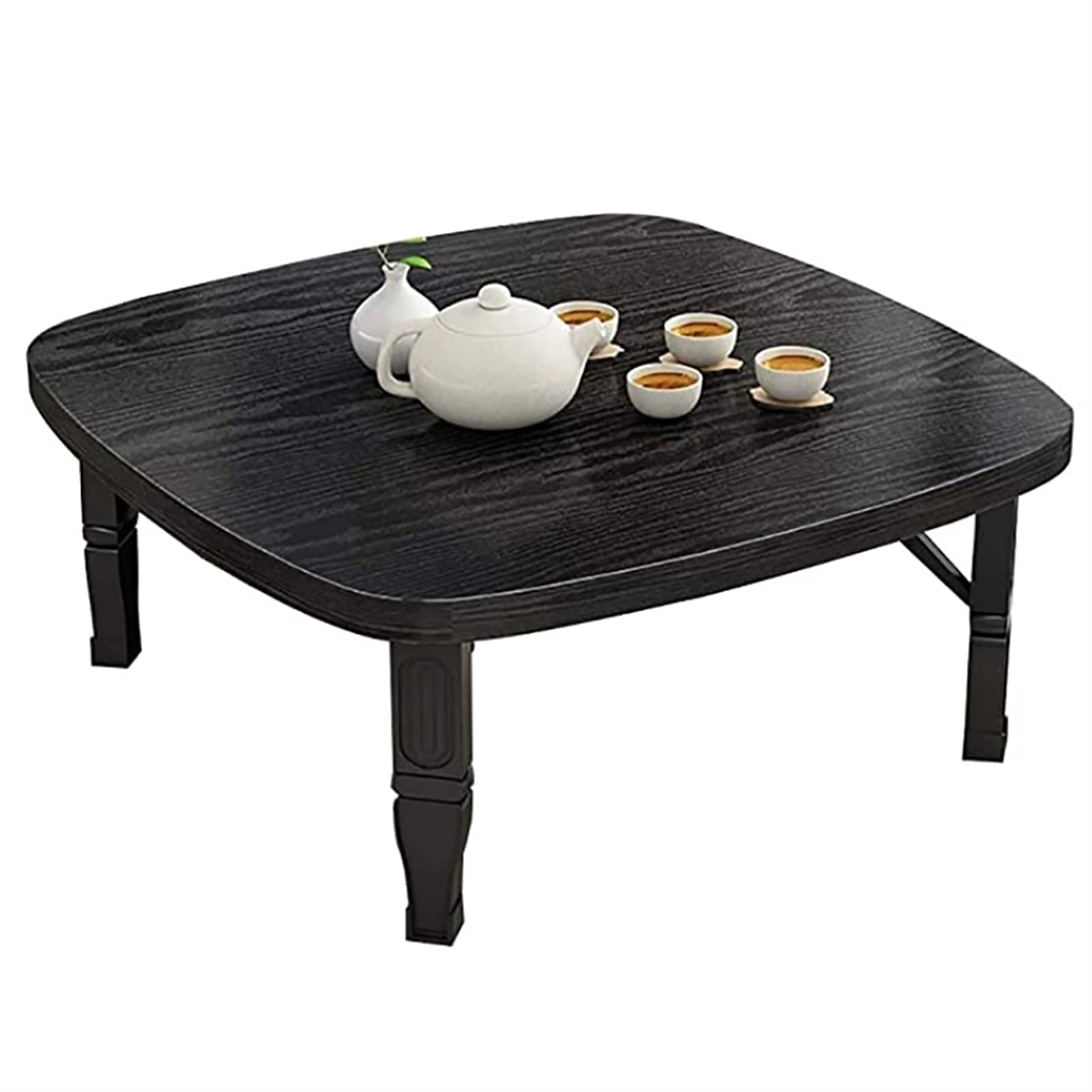 Japanese-Style Folding Low Table - 70cm Square Study Desk & Dining Table for Small Spaces - Tatami Bedroom, Bay Window, or Living Room - 7 Color Options (H35CM) - Perfect for Meditation, Tea Ceremony & Compact Living