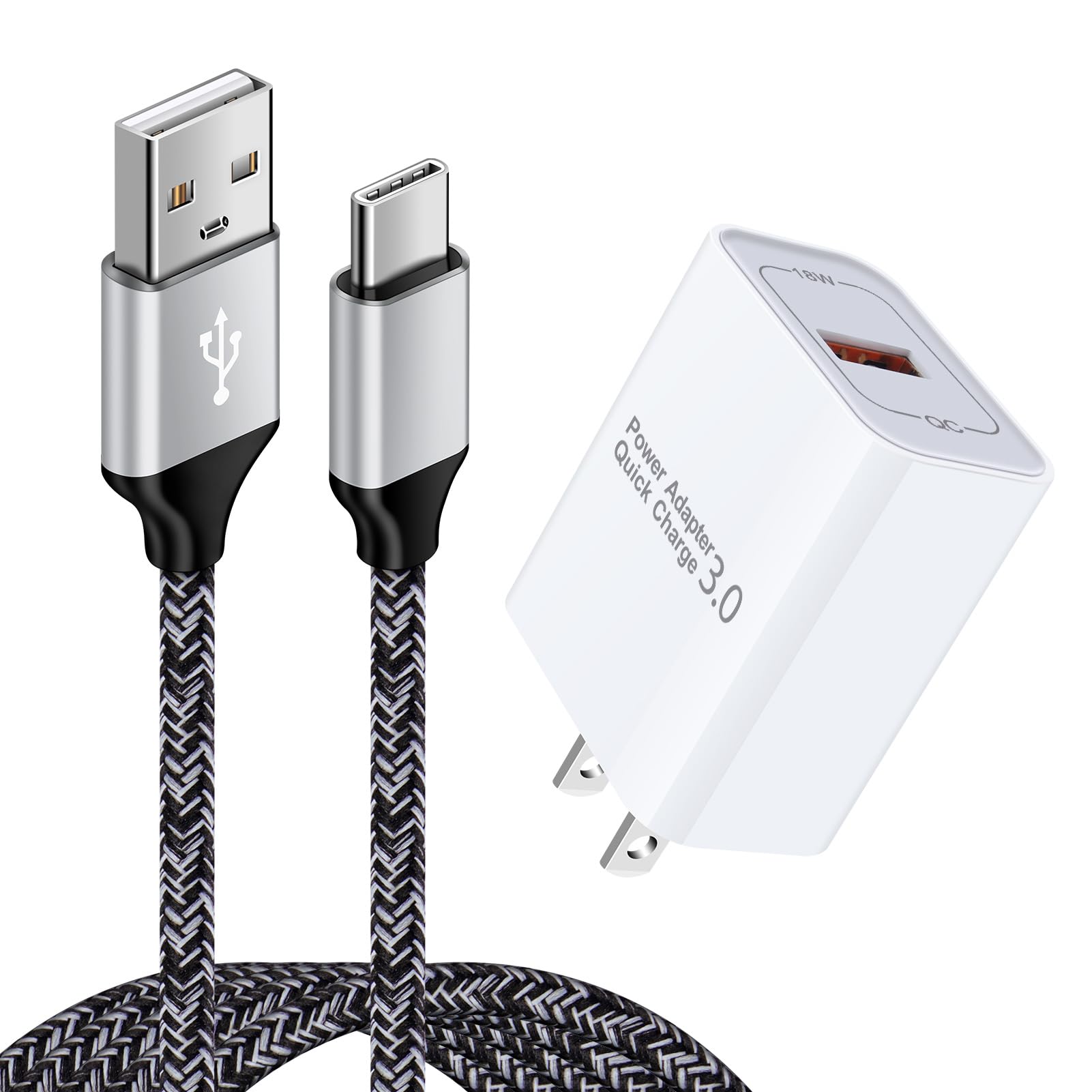 Fast Charging Android Wall Charger with Micro USB Cable - Compatible with Samsung Galaxy S7/S6/J8/J7/J3V, LG Stylo 2/3 Plus, Moto G5/G5 Plus/E5/E6/E4 - Perfect for Home, Office & Travel Charging Needs