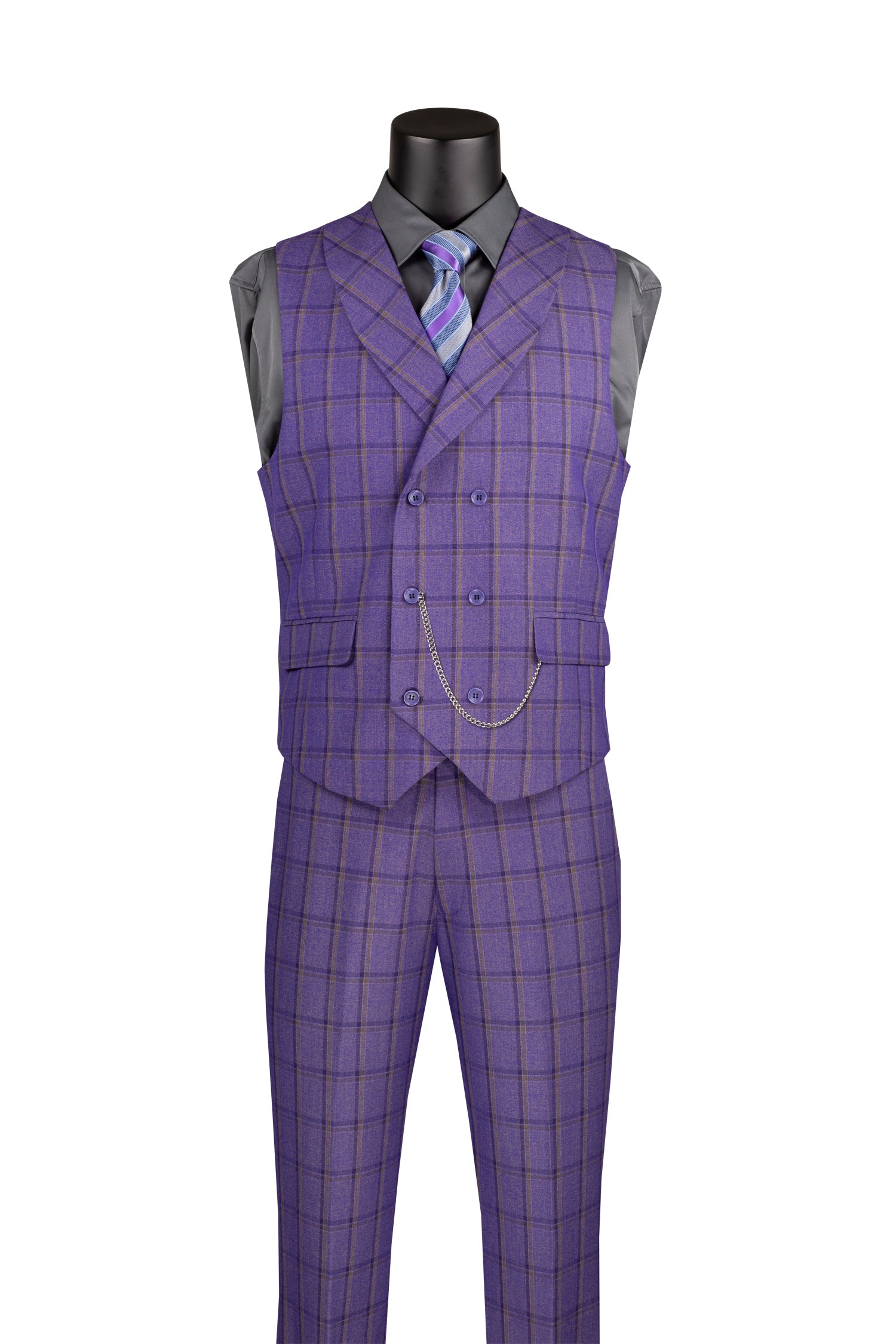 Modern Fit Purple Windowpane 3-Piece Suit Set - Diamond Collection | Perfect for Weddings, Business Meetings & Formal Events