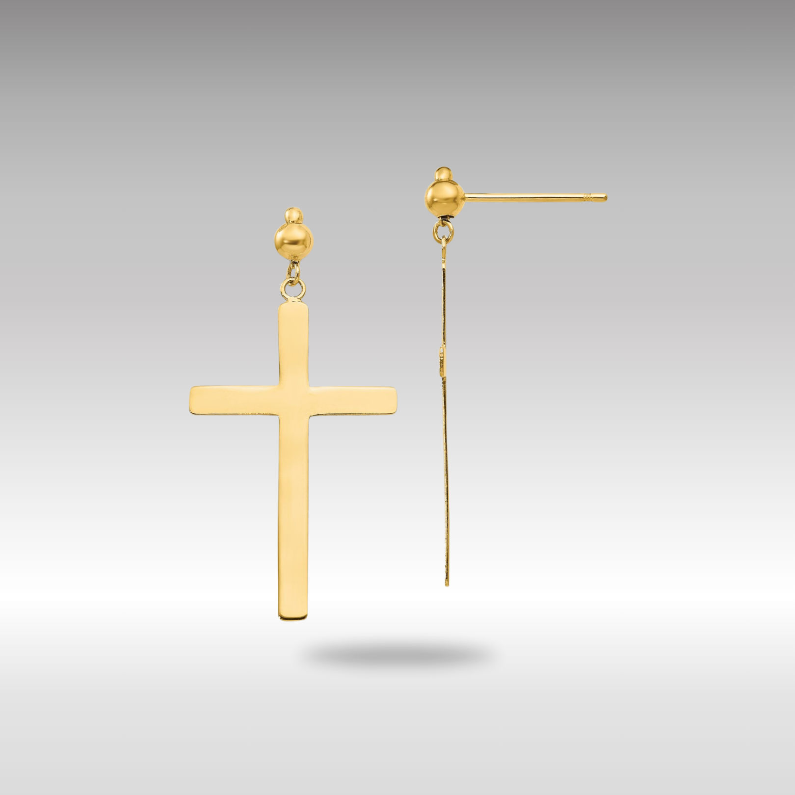 Gold Cross Dangle Post Earrings for Women - Religious Jewelry Gift - H1086 - Perfect for Church, Weddings & Everyday Wear