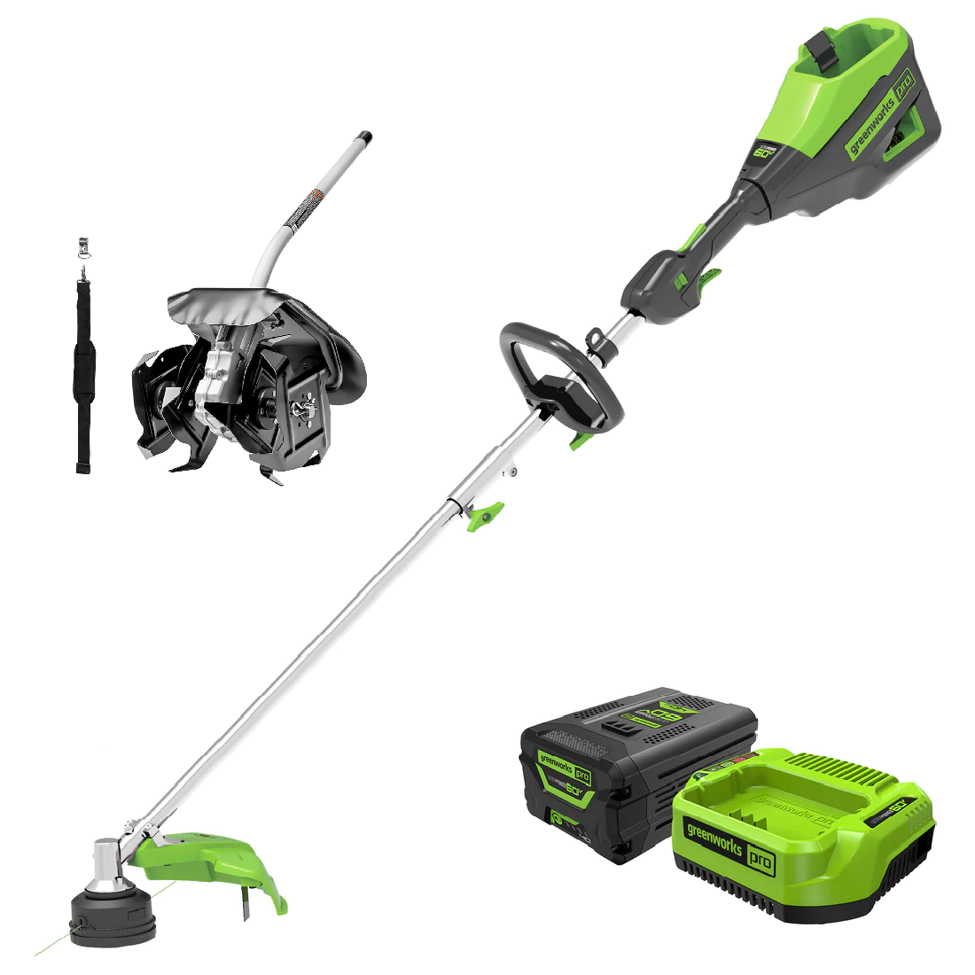 60V 16-Inch Cordless Battery String Trimmer with 10-Inch Cultivator Attachment Combo Kit - Includes 4.0Ah Battery & Charger - Perfect for Lawn Care, Yard Maintenance & Landscaping