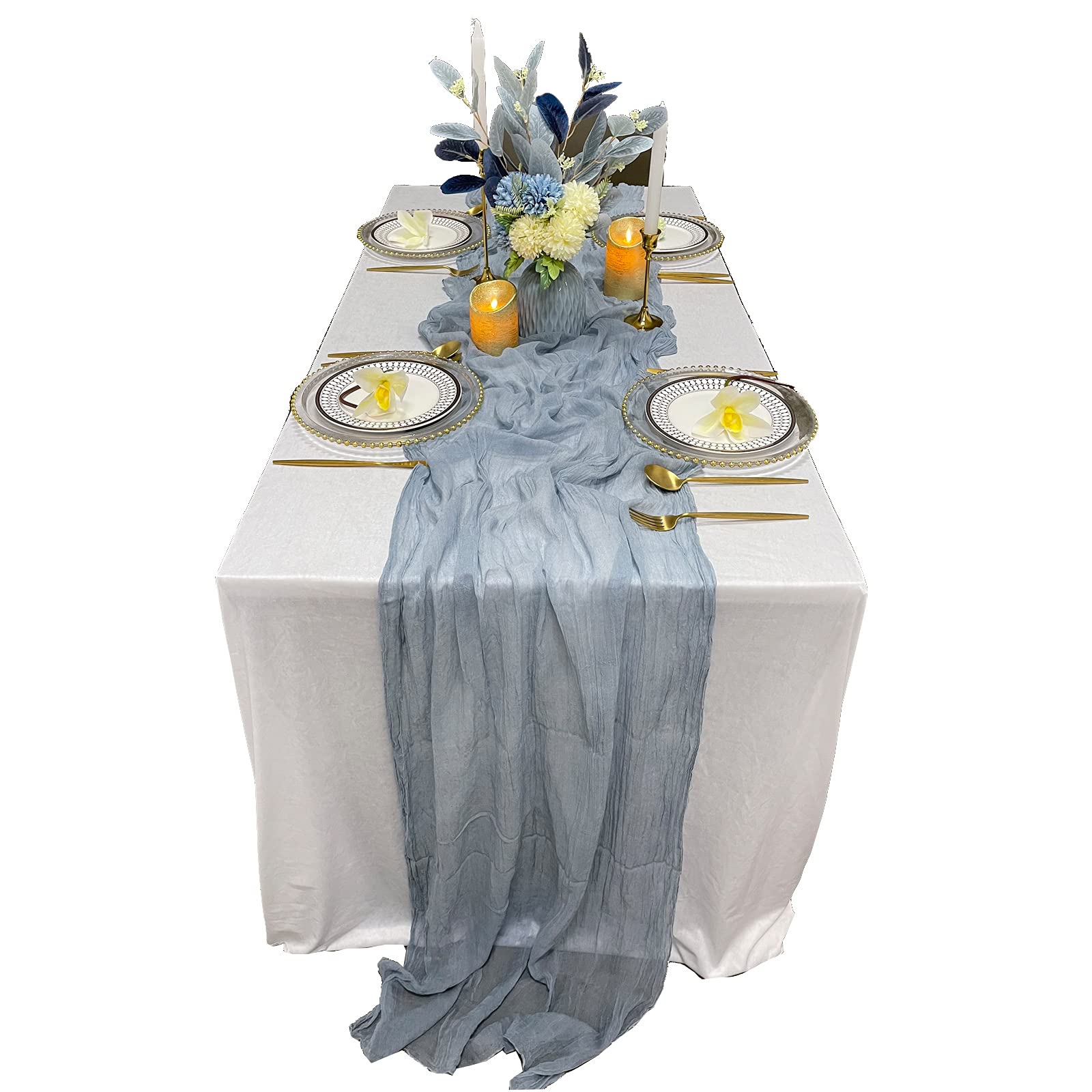 EHLDekol Cheesecloth Gauze Table Runner - Elegant Wedding Decor Arch Draping & Event Centerpiece, Perfect for Bridal Showers, Boho Weddings & Rustic Party Decorations