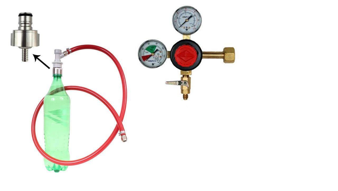 Soda Carbonating Kit with Taprite Regulator & Stainless Steel Carbonation Cap - No CO2 Tank Included | Perfect for Home Brewing, DIY Sparkling Water & Carbonated Drinks