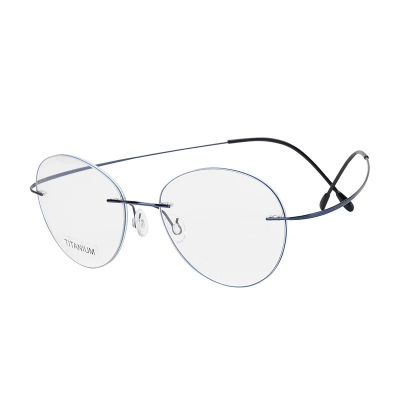 Brightzone Unisex Rimless Round Oval Titanium Eyeglasses 70619 - Lightweight & Durable Frame for Reading, Work & Everyday Wear