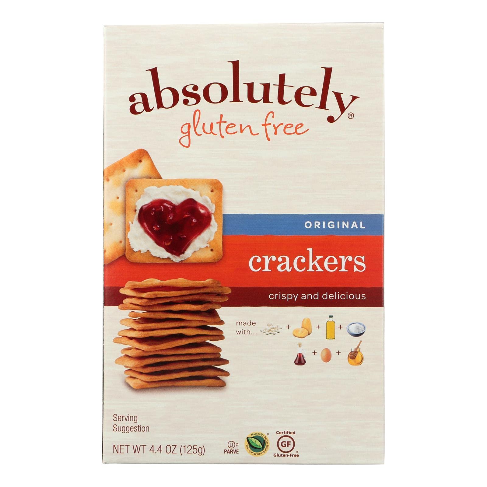 Absolutely Gluten Free Crackers 4.4 OZ (12 Pack) - Healthy Snacks for School, Travel & Keto Diet | Crunchy, Vegan & Non-GMO