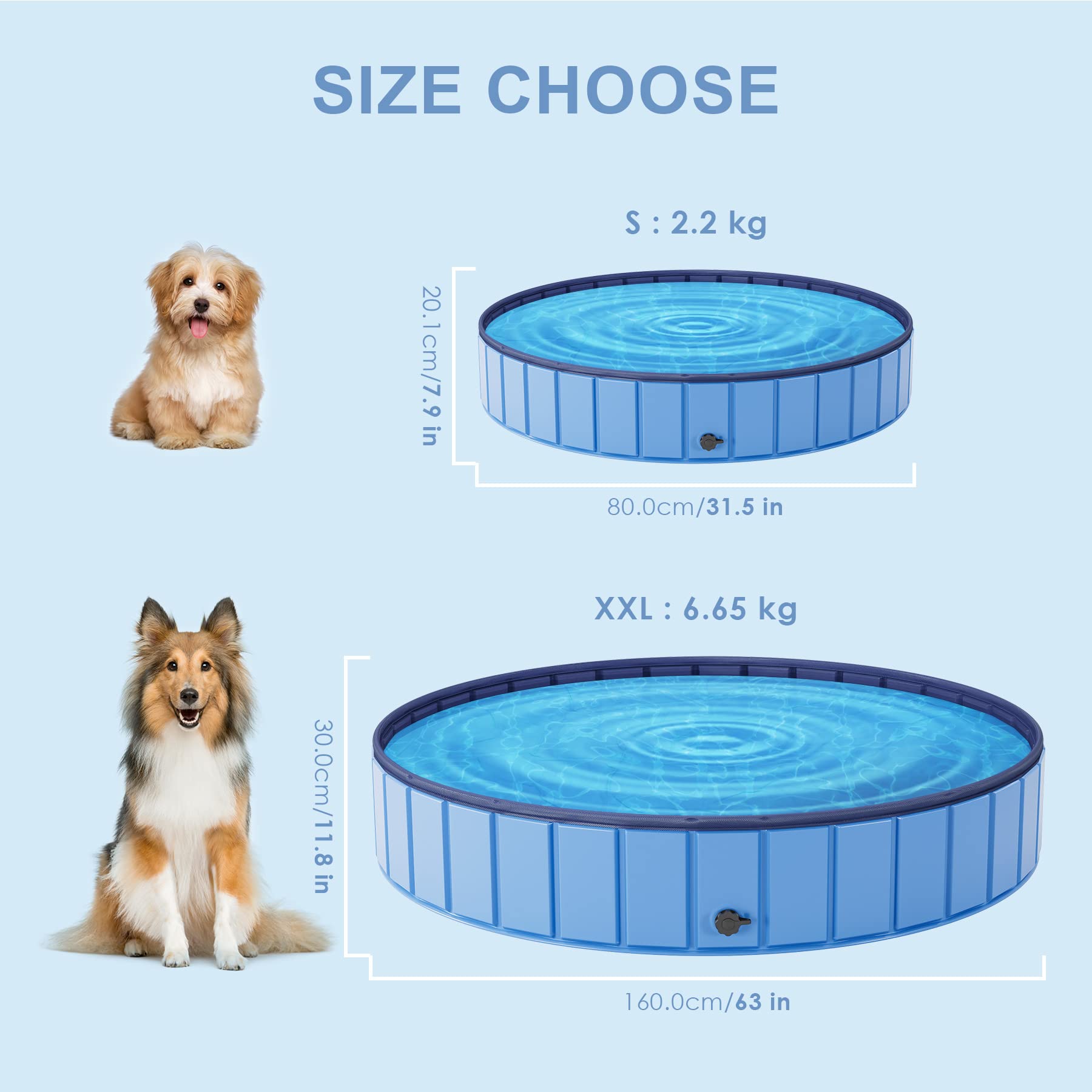 Foldable Dog Pool for Small to Large Dogs & Cats - 31.5