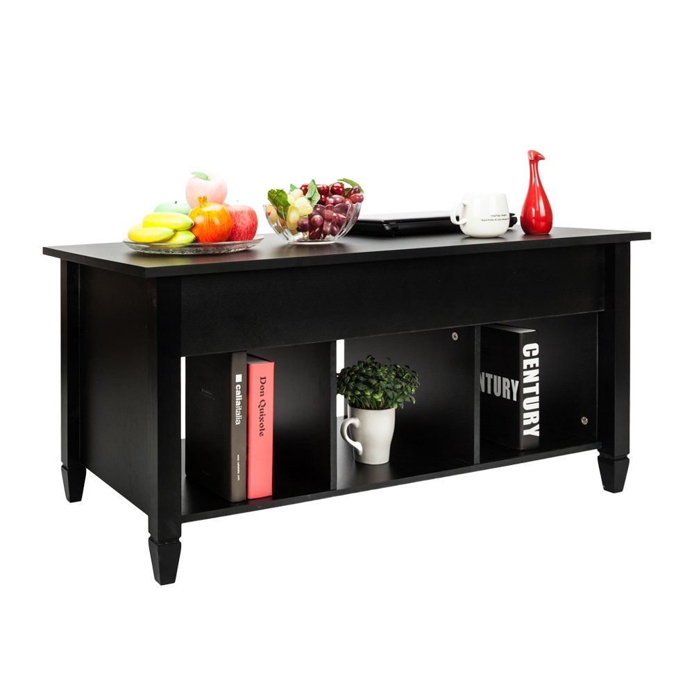 Lift Top Coffee Table with Hidden Storage Compartment & Shelves - Modern Lift Tabletop Furniture for Living Room, Office, Reception Area - Perfect for Small Spaces, Home Decor, and Extra Storage