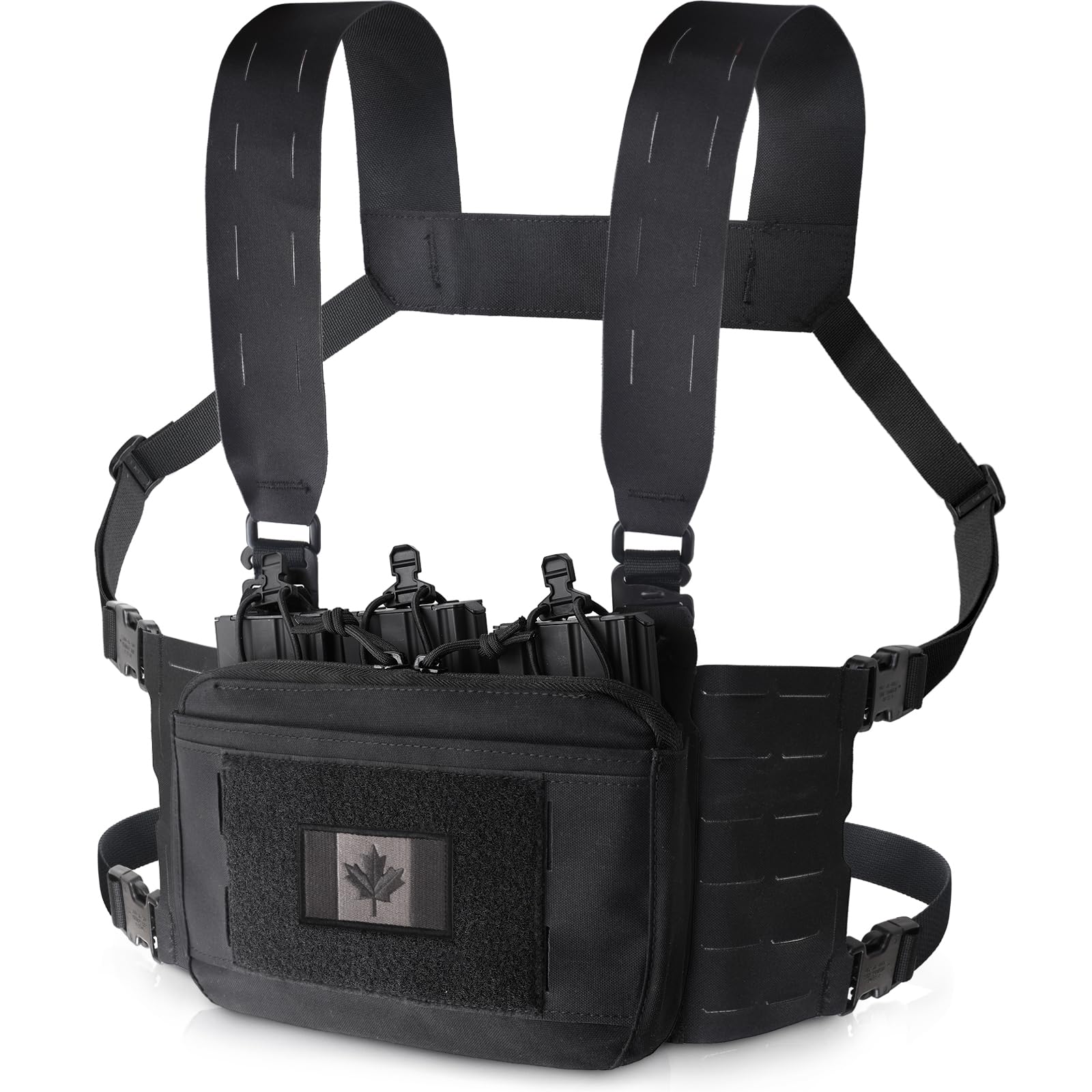 WYNEX Tactical Molle Chest Rig Kangaroo Style - Military Grade Tactical Chest Pack with Triple Magazine Pouches & Zipper Insert - Perfect for Airsoft, Hunting, Hiking & Outdoor Adventures