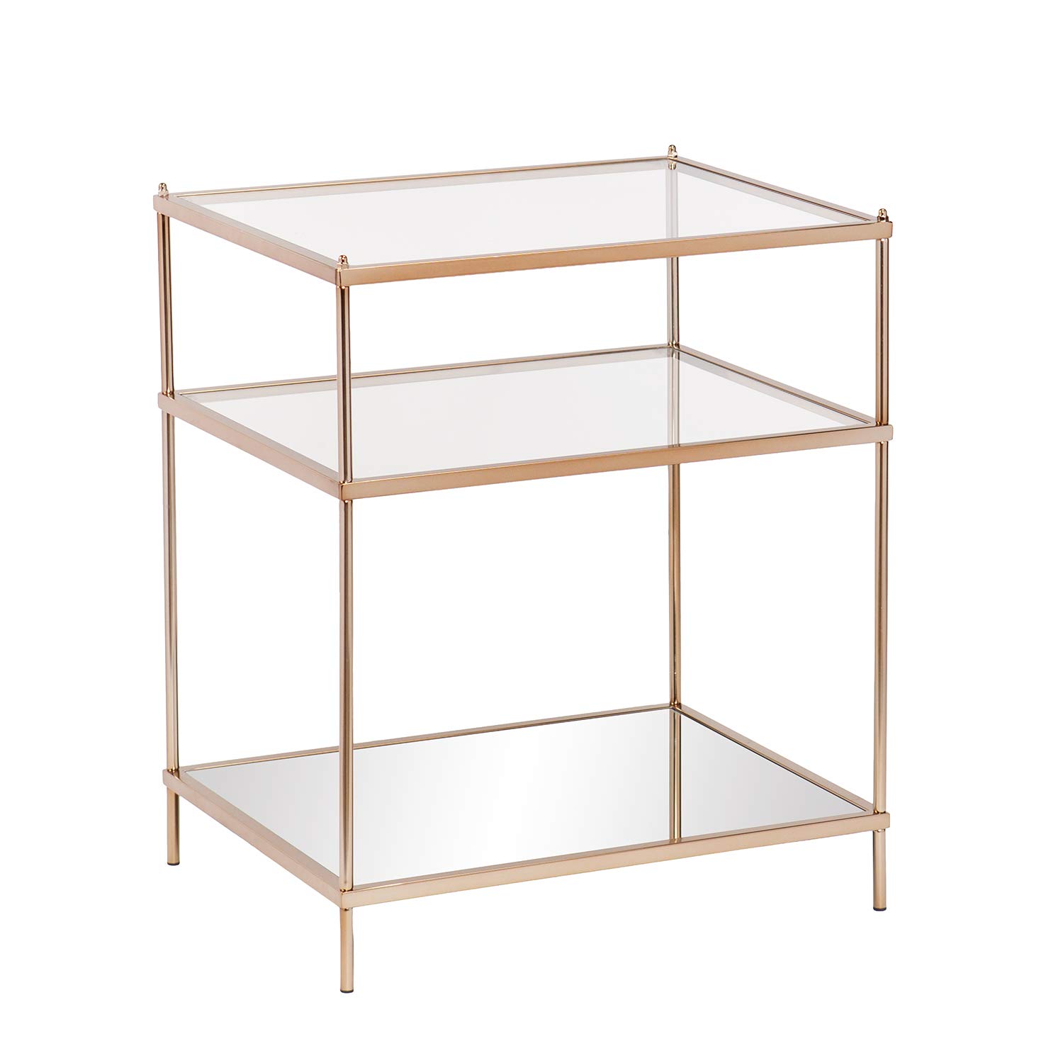 SEI Furniture Knox Side Table - Metallic Gold Metal Frame with Glass Top - Glam Style Decor, Copper - Perfect for Living Room, Bedroom, or Office Accent Table