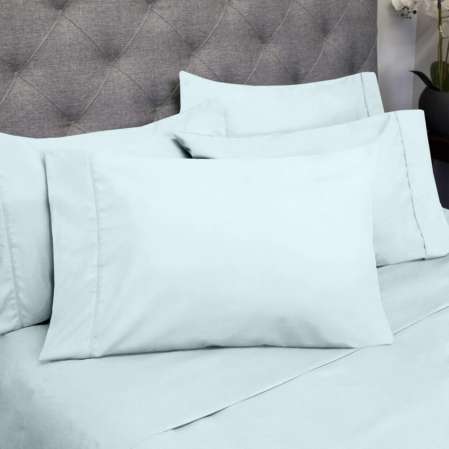 Premium 800 Thread Count 100% Extra Long Staple Cotton Deep Pocket Sheet Set - 4pc Twin XL Aqua Sateen Weave Bedding, Ultra Soft & Silky, Fits 14