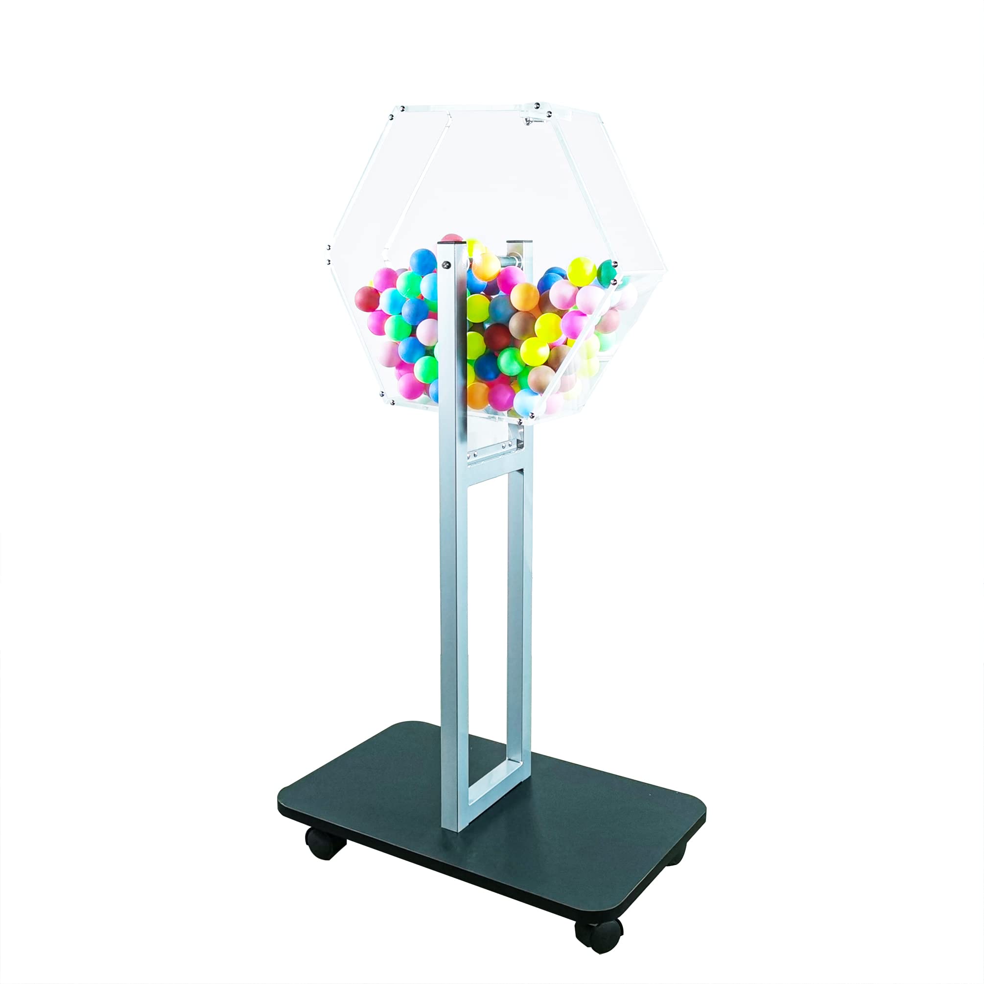 FixtureDisplays® Clear & Black Acrylic Raffle Drum with Wheels - 23x15x45 Inch Floor Standing Prize Spinner for Lottery, Giveaways & Events - Perfect for Fundraisers, Carnivals & Casino Nights