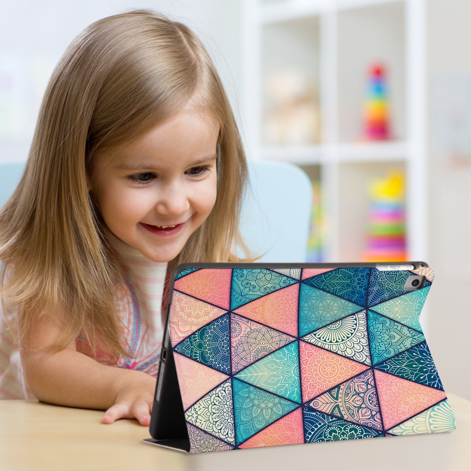 Premium iPad Folio Case with Aztec Tribal Design - Slim Protective Cover for iPad Pro/Air/Mini - Perfect for Work, Travel & School Use