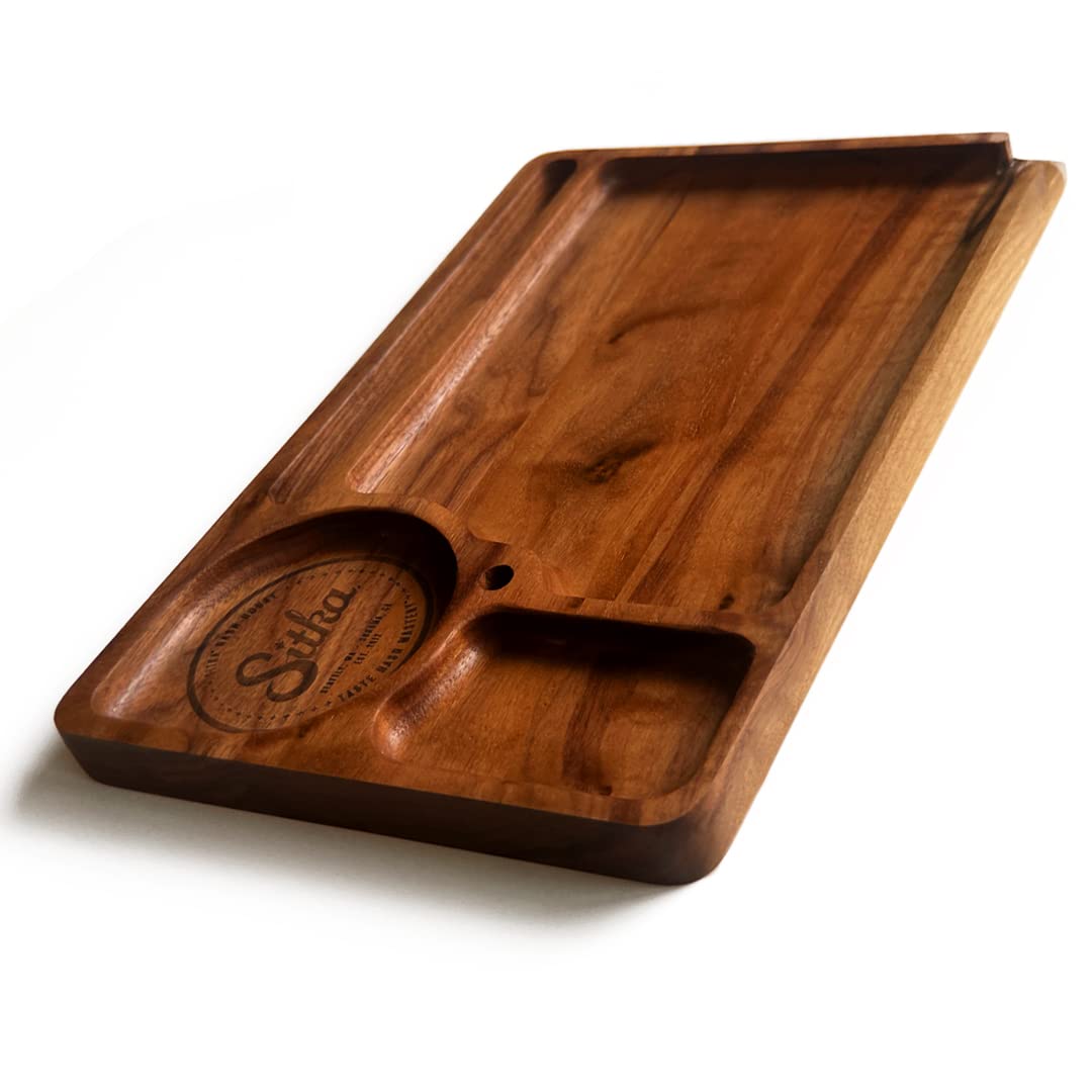 Sitka H. House Black Walnut Wood Serving Tray - Elegant Handcrafted Charcuterie Board for Cheese, Wine & Entertaining - Perfect for Dinner Parties, Weddings & Home Decor