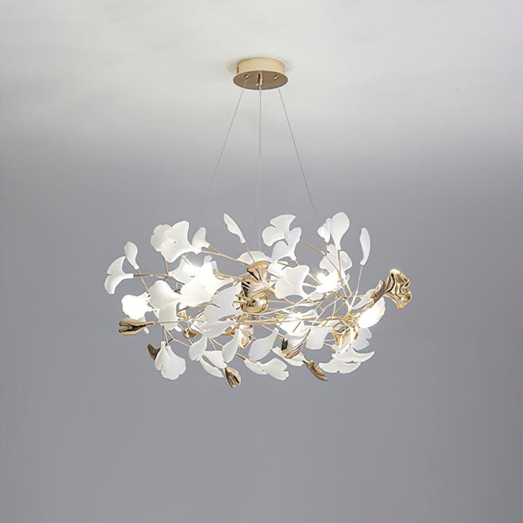 Elegant Ginkgo Leaf Chandelier - Modern Gold Ceiling Light Fixture for Dining Room, Living Room & Bedroom - Perfect for Home Decor, Wedding Venues & Luxury Spaces