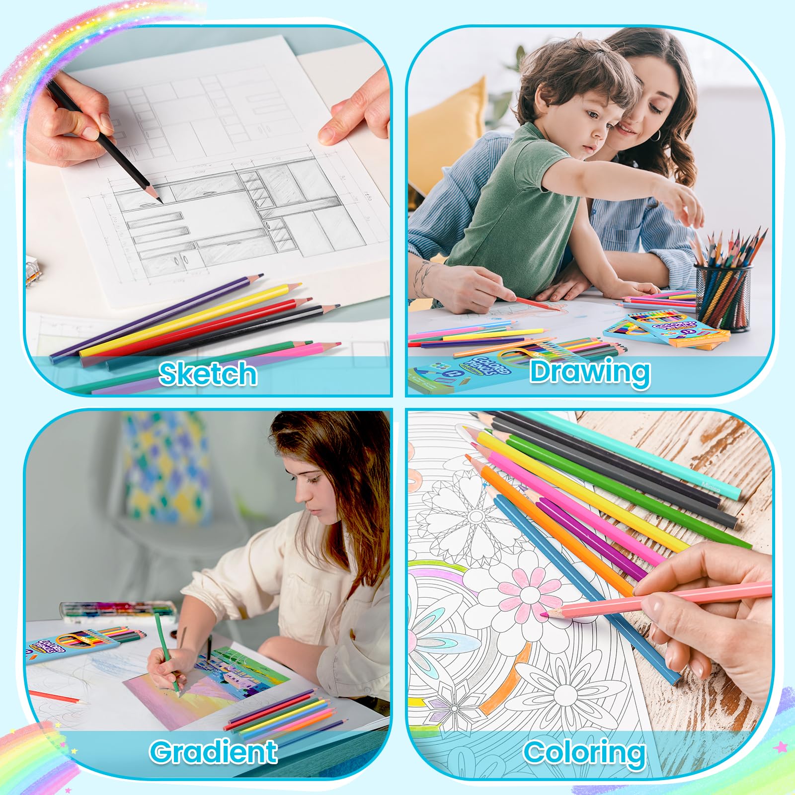 288 Count Bulk Colored Pencils Set - 24 Packs of 12 Vibrant Colors, Pre-Sharpened Art Pencils for Kids, Students & Adults | Perfect for School Supplies, Classroom Prizes, Art Projects & Back to School Essentials