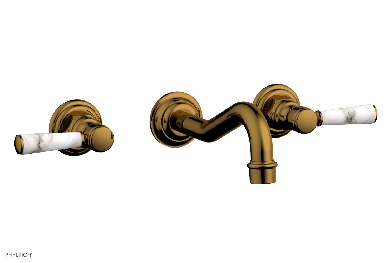 HENRI Wall Lavatory Set - White Marble Lever Handles 161 13 | Modern Bathroom Faucet & Sink Handle Set | Perfect for Bathroom Renovation & Luxury Home Decor