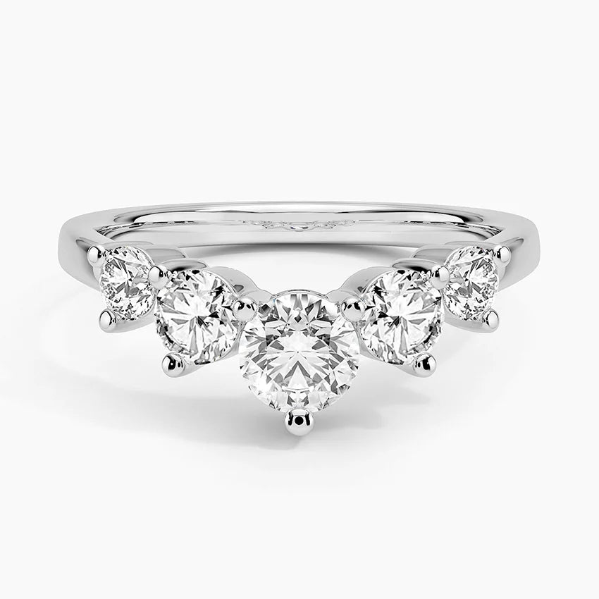 Five Stone Contour Wedding Band Ring - Elegant 5-Stone Diamond Ring for Women, Perfect for Engagement, Anniversary & Bridal Jewelry | Ideal for Romantic Proposals, Wedding Ceremonies & Special Occasions