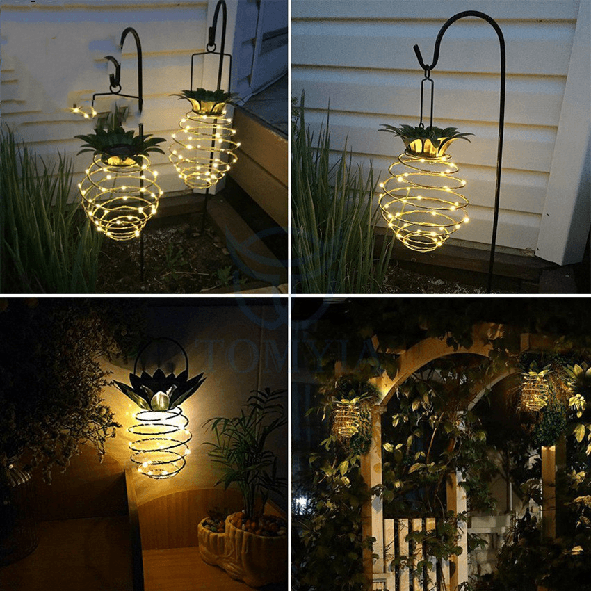 Solar Pineapple Lamp - Waterproof Outdoor Garden Decor with Warm White LED Light for Patio, Backyard, and Pathway Lighting