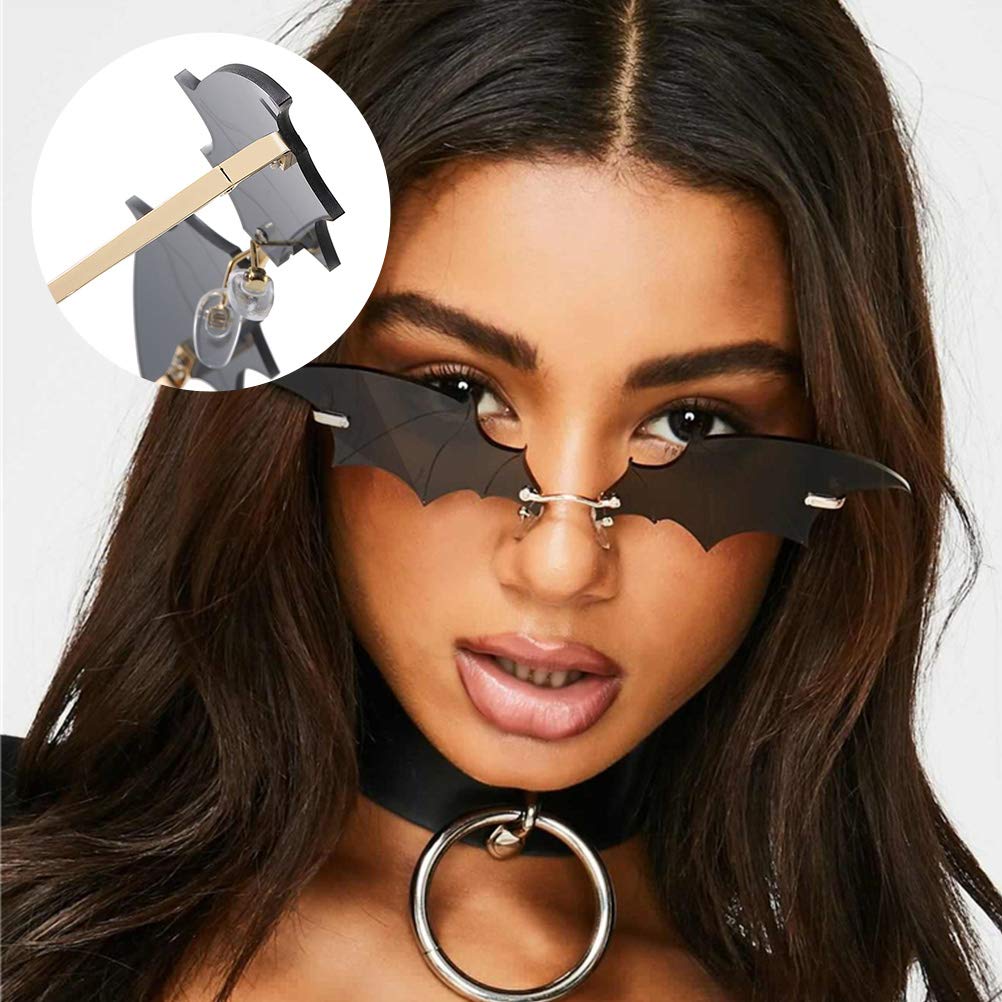 ABOOFAN 1pc Bat Shaped Halloween Sunglasses - Novelty Party Glasses for Women & Men, Funny Rimless Costume Accessories for Halloween Decor, Photo Props & Cosplay - Perfect for Halloween Parties, Costume Events & Themed Photoshoots
