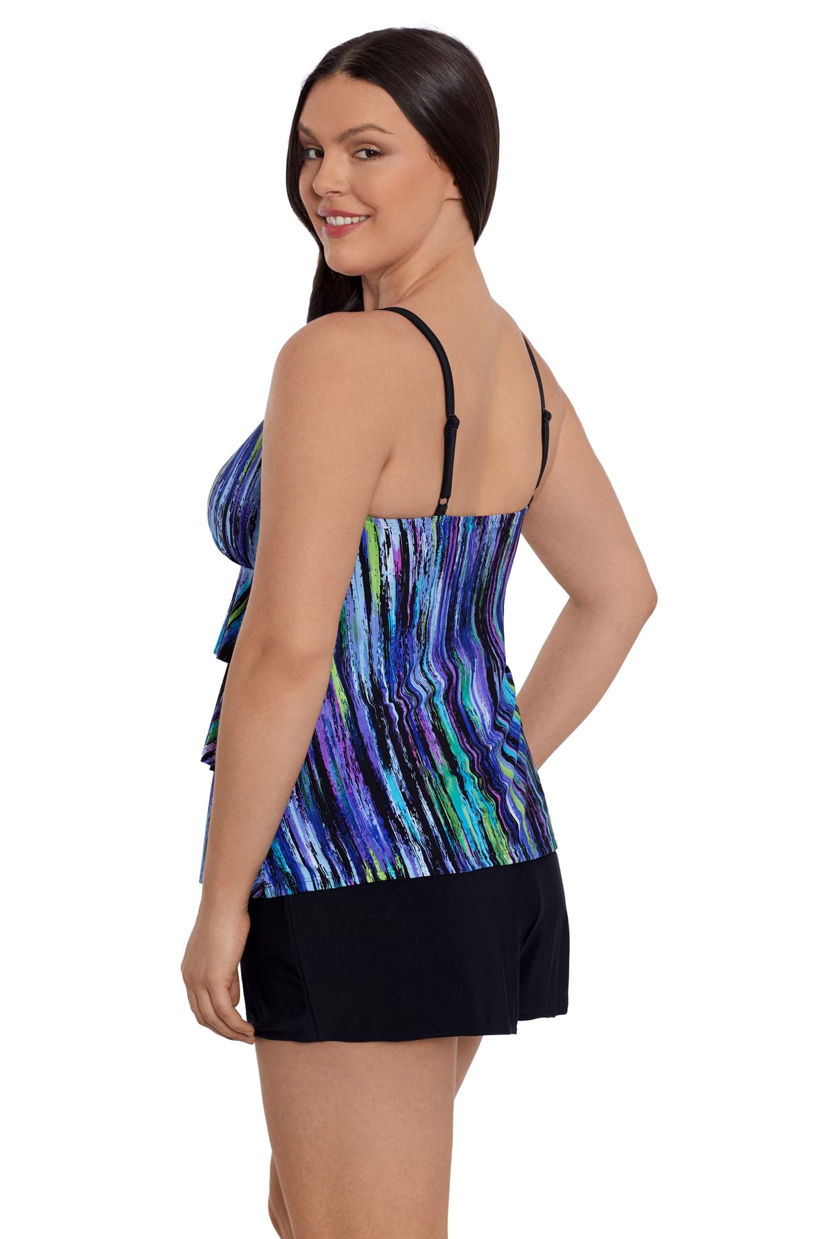 Longitude Women's One Piece Swimsuit with Ruffles & Pockets - Faux Shortini Swimwear for Beach, Pool & Vacation | Comfortable & Stylish Bathing Suit