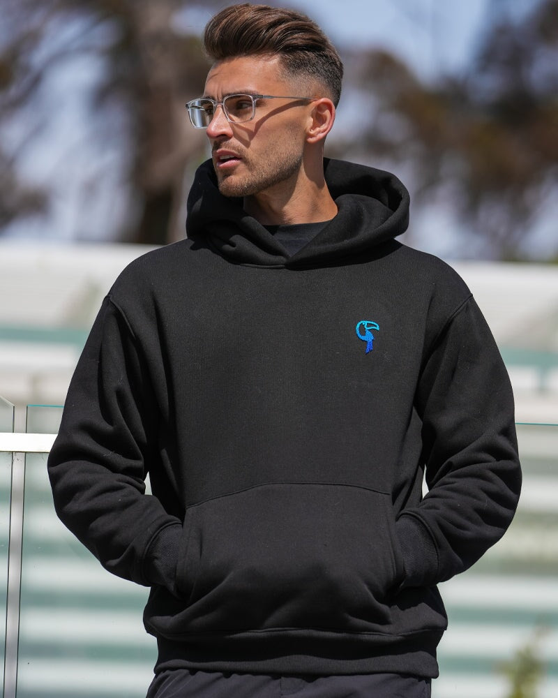 Luxe500 Premium Black Hoodie for Men & Women - Soft Fleece Pullover with Kangaroo Pocket - Perfect for Casual Wear, Gym, and Outdoor Activities