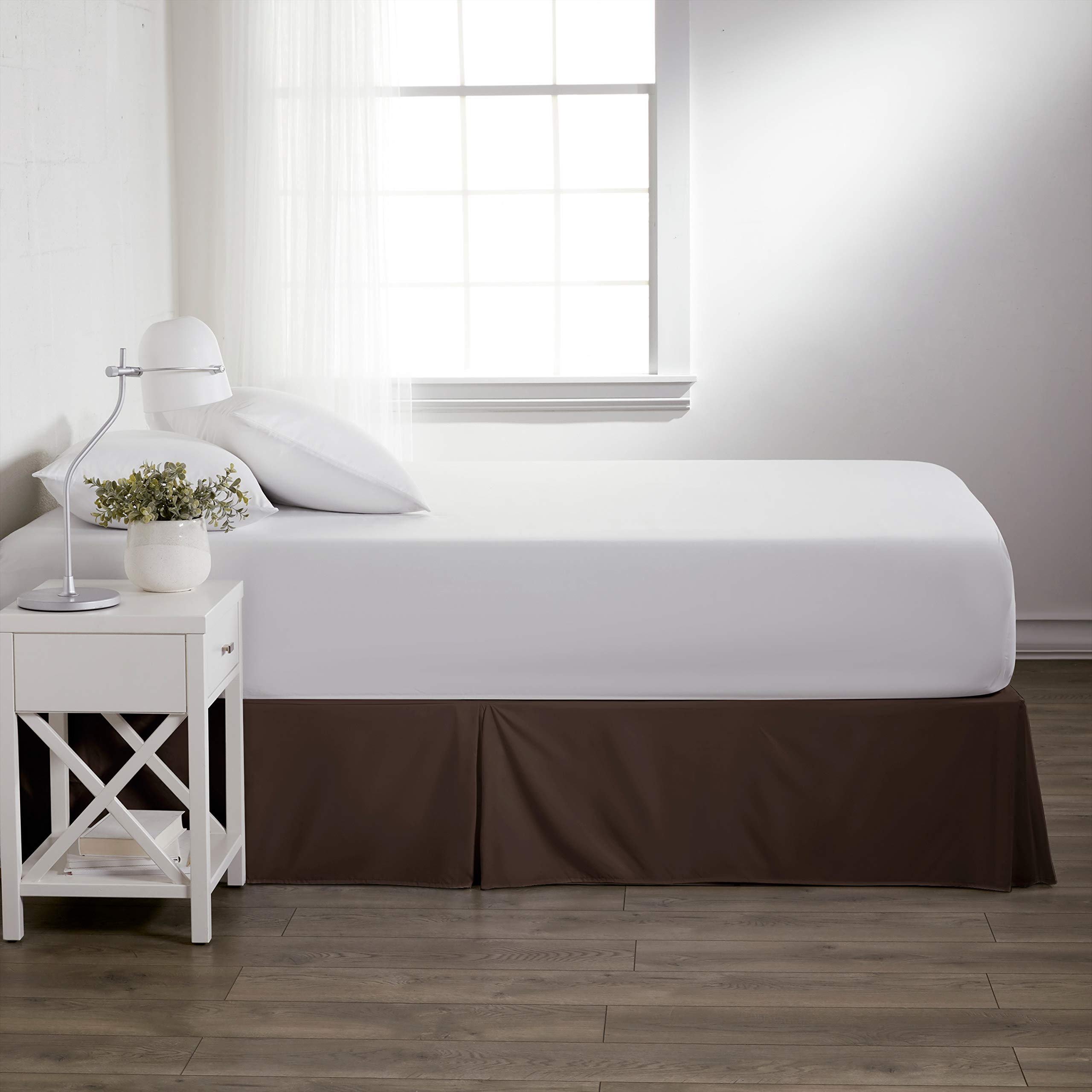 ienjoy Home Collection Pleated Bed Skirt - Twin XL Size, Chocolate Brown - Perfect for Bedroom Decor & Guest Room Styling
