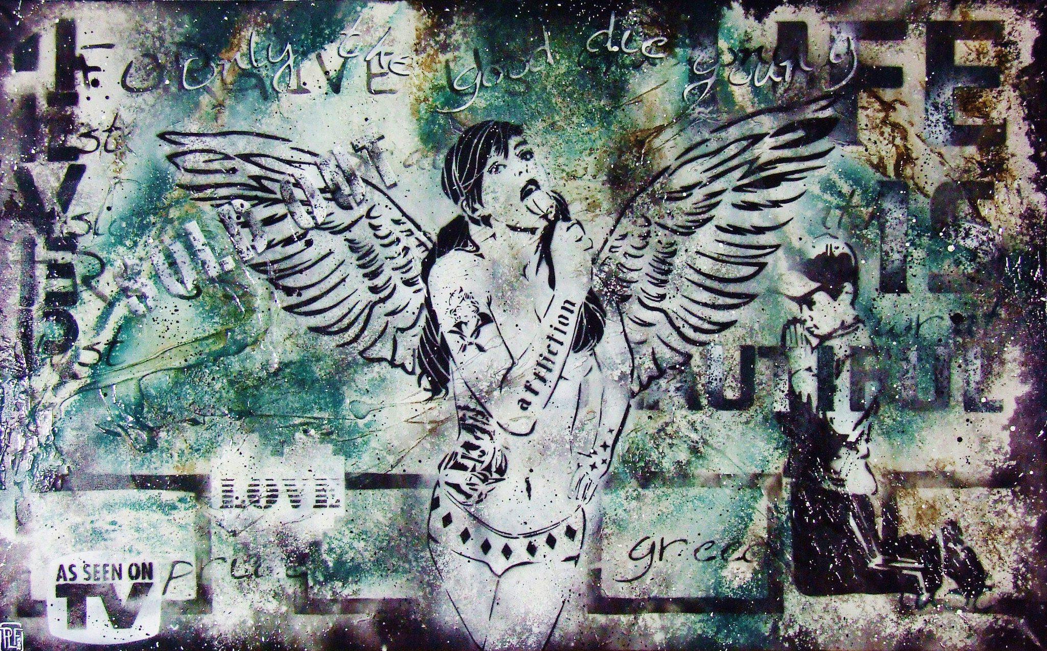 Urban Pop Nude Green Lollipop Angel Art Print - Modern Home Decor for Living Room, Bedroom & Office Wall Art