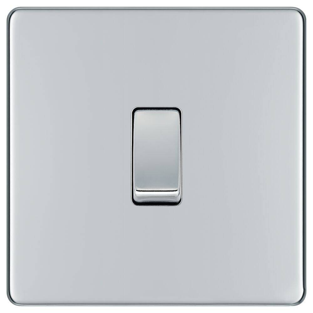 BG Nexus Screwless Polished Chrome 1 Gang 2 Way Light Switch FPC12 - Perfect for Modern Homes & Offices