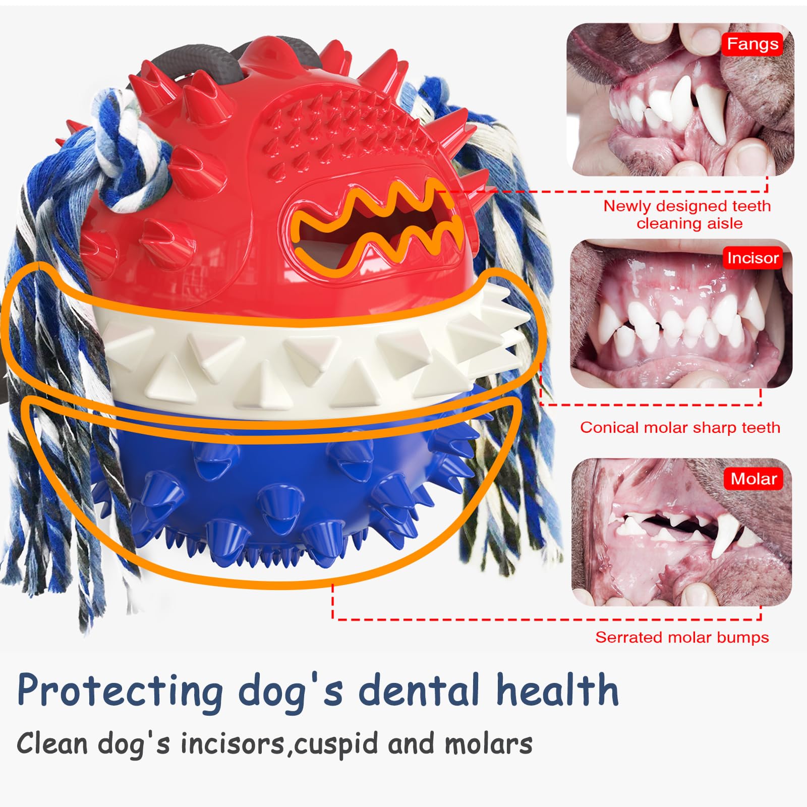 Durable Indestructible Dog Chew Toys for Aggressive Chewers - Interactive Puzzle Ball, Rope Tug of War & Teeth Cleaning Toy for Puppies (Blue) | Perfect for Teething, Boredom Relief & Mental Stimulation