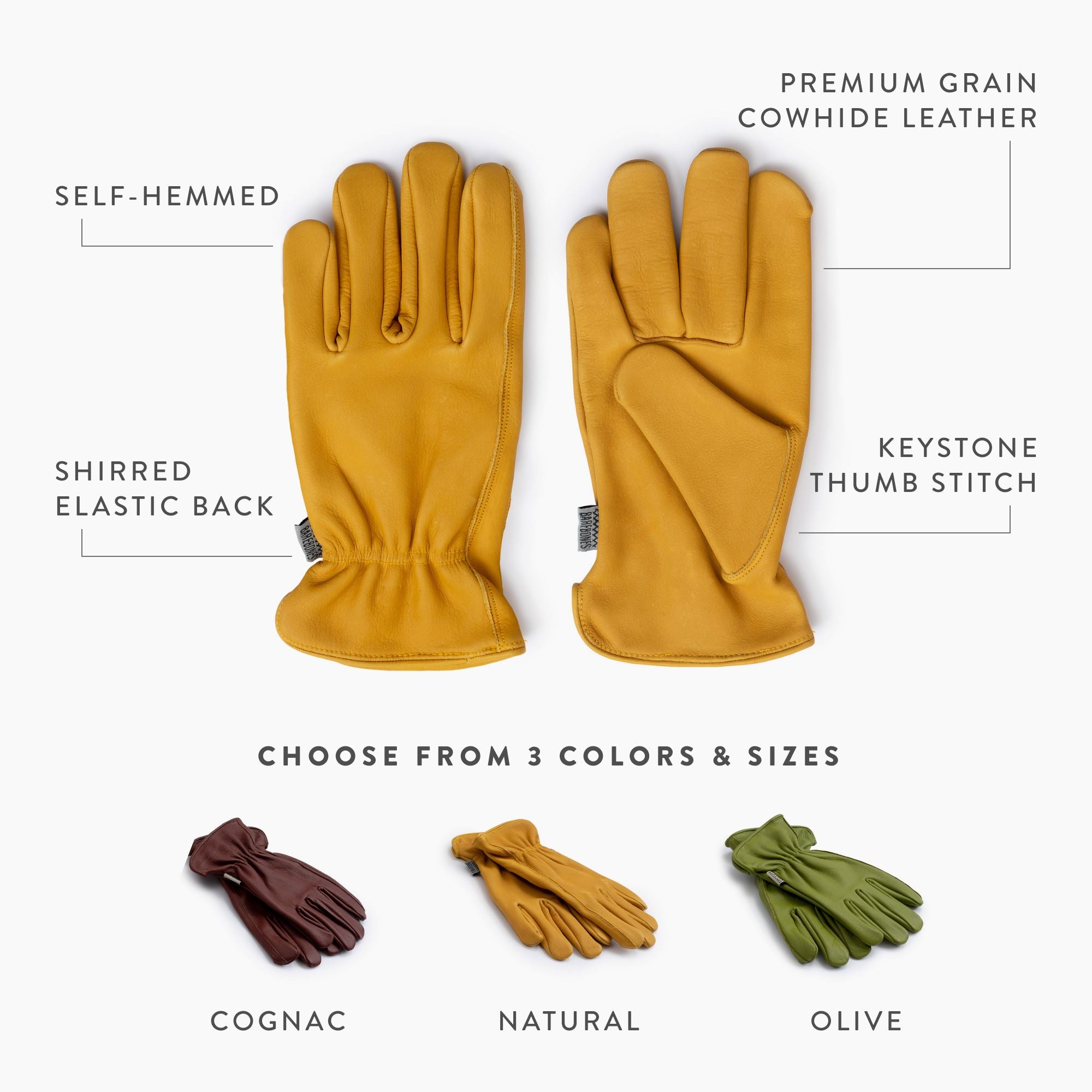 Best Classic Work Gloves for Men & Women - Durable Leather Palm Grip for Construction, Gardening & DIY Projects - Heavy Duty Safety Gloves for Outdoor Work