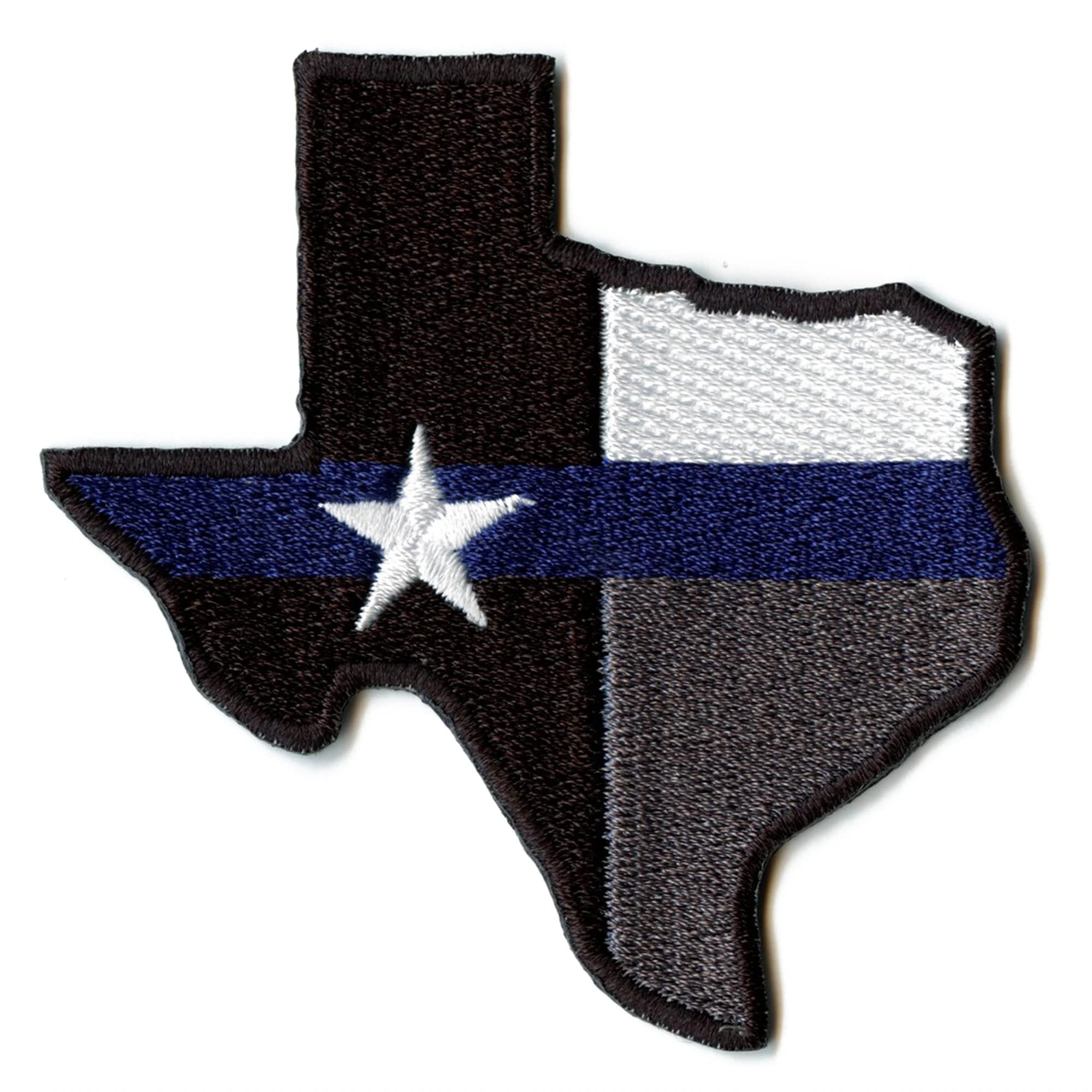 Texas State Support Embroidered Iron On Patch - Blue Police Stripe for Uniforms, Jackets & Backpacks | Law Enforcement & First Responder Apparel Accessory