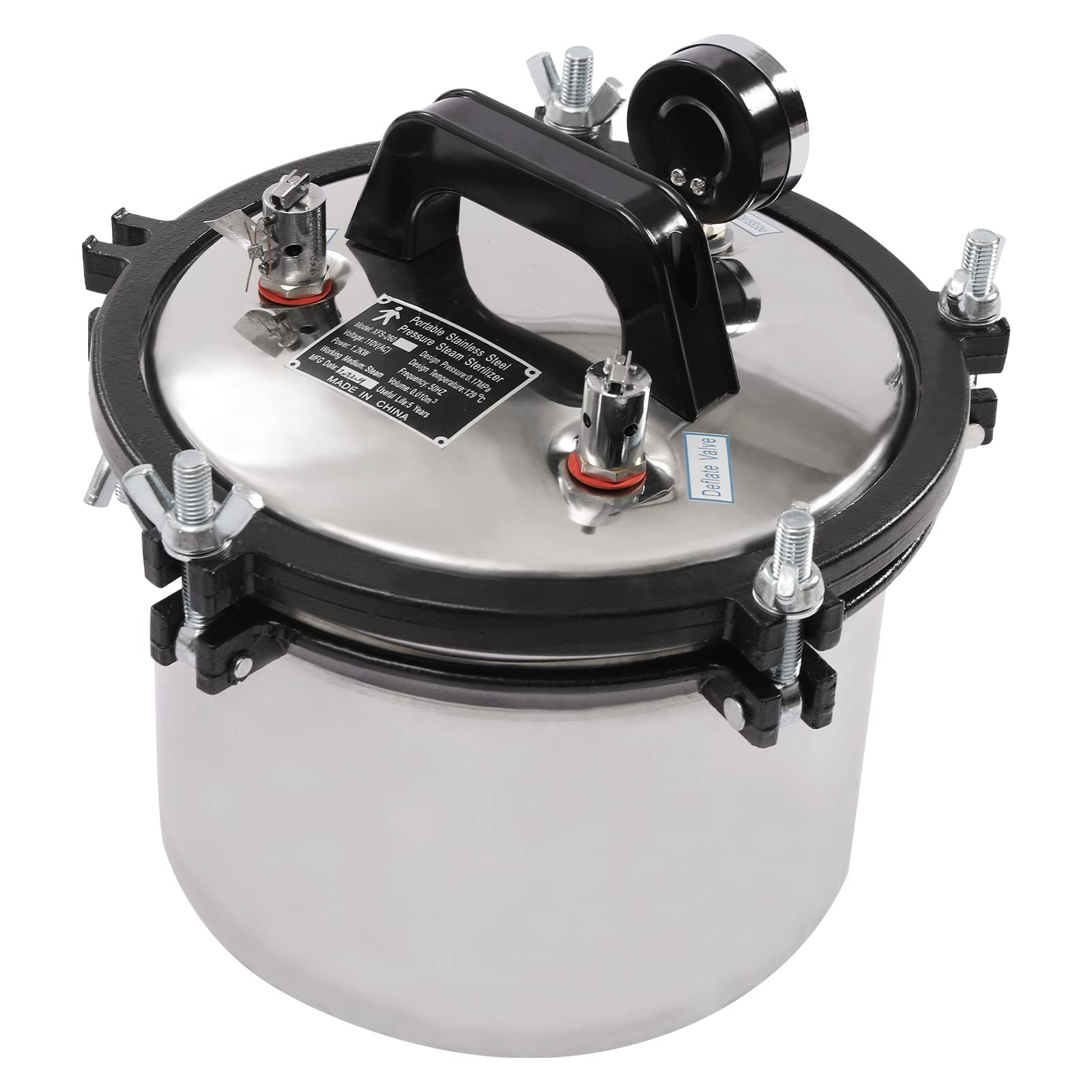 Portable 8L Steam Autoclave Sterilizer - 110V 1.2KW High Pressure Cleaning Machine with 264°F Temperature Control | Stainless Steel Lab & Home Sterilization Equipment for Medical Tools, Beauty Instruments & Baby Bottles