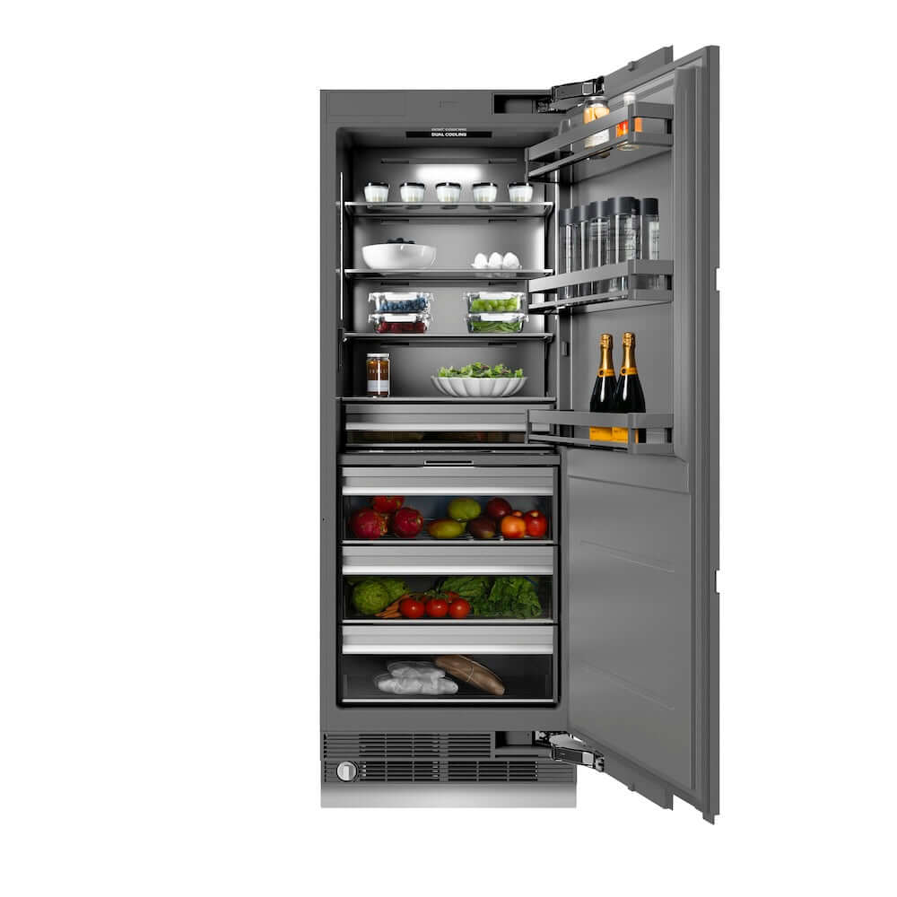 ZLINE Autograph Edition 30 Inch Panel Ready Column Refrigerator - 16.7 cu ft Capacity, Graphite Gray Interior with Champagne Bronze Accents (RBCRVZ 30 CB) - Perfect for Luxury Kitchens, Open Concept Homes & Gourmet Cooking Spaces