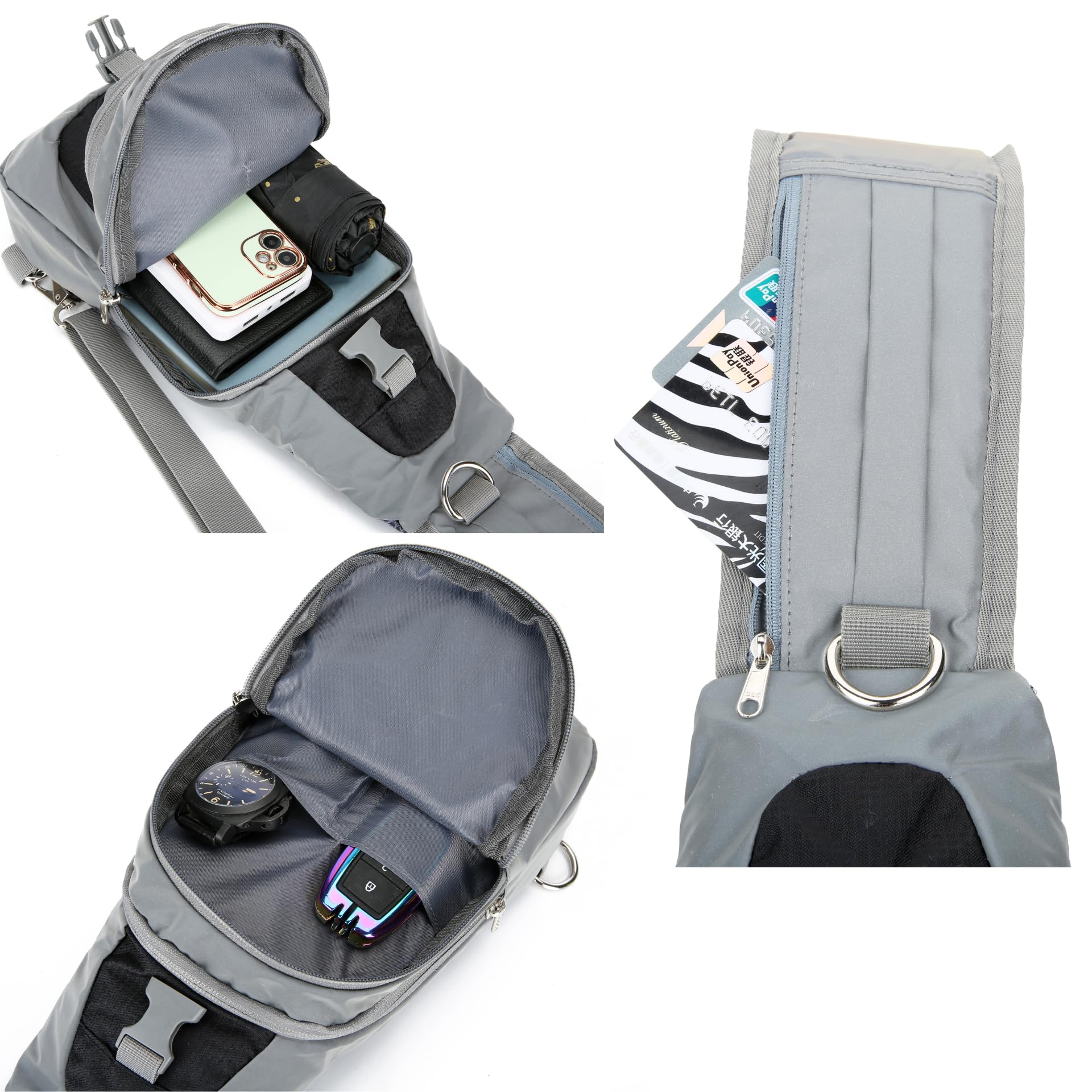 Trendy Reflective Nylon Crossbody Sling Bags for Men & Women - Lightweight Shoulder Purse with Adjustable Strap - Perfect for Travel, Hiking, Shopping & Daily Use